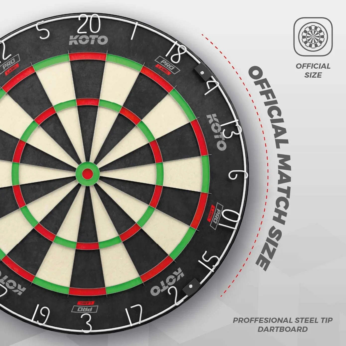 Bersaglio KOTO King Pro, formato ufficiale torneo, cablaggio fine, anello di figure rosse