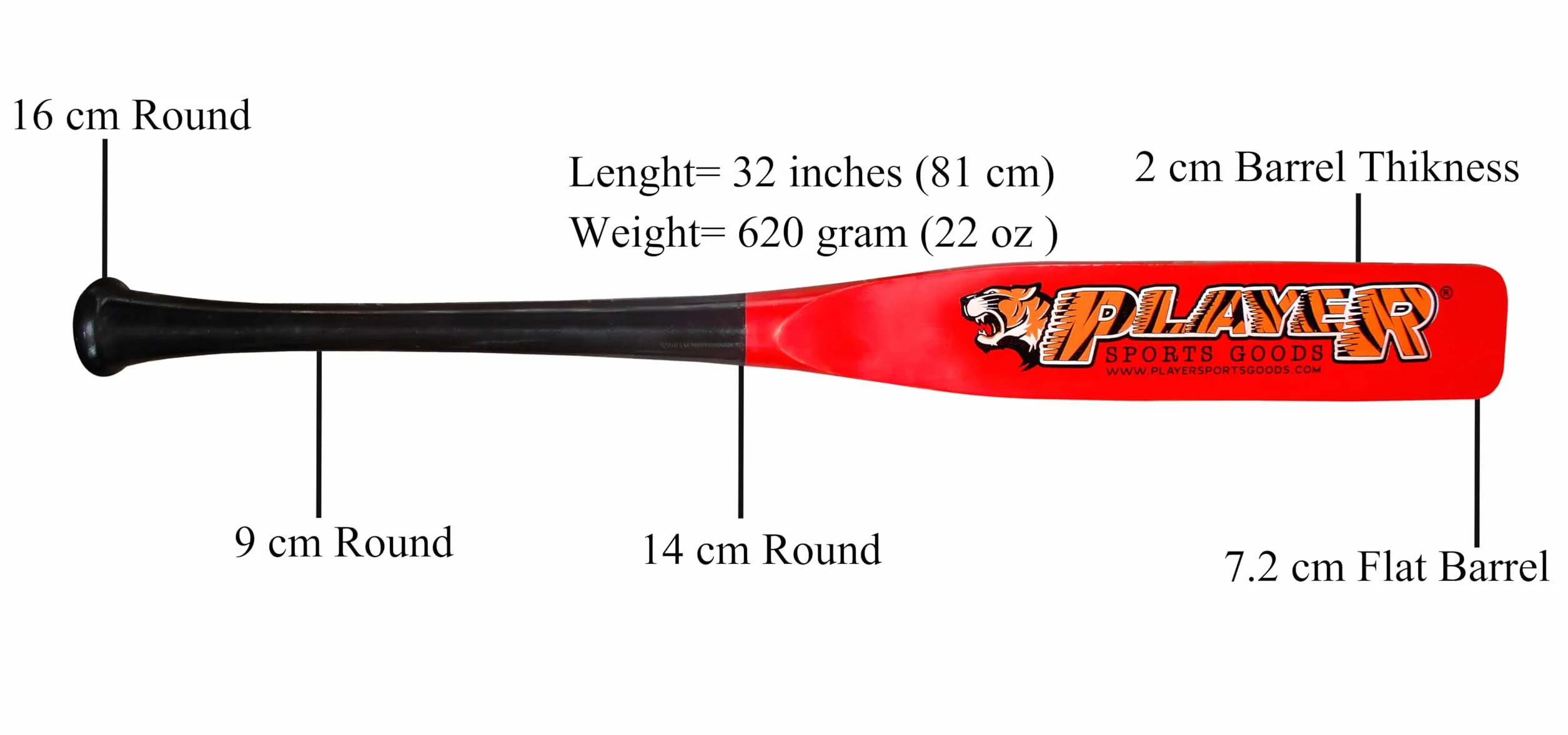 LLC Mazza da baseball e softball piatta in acero 81,3 cm 623,7 g 7 cm rosso e nero