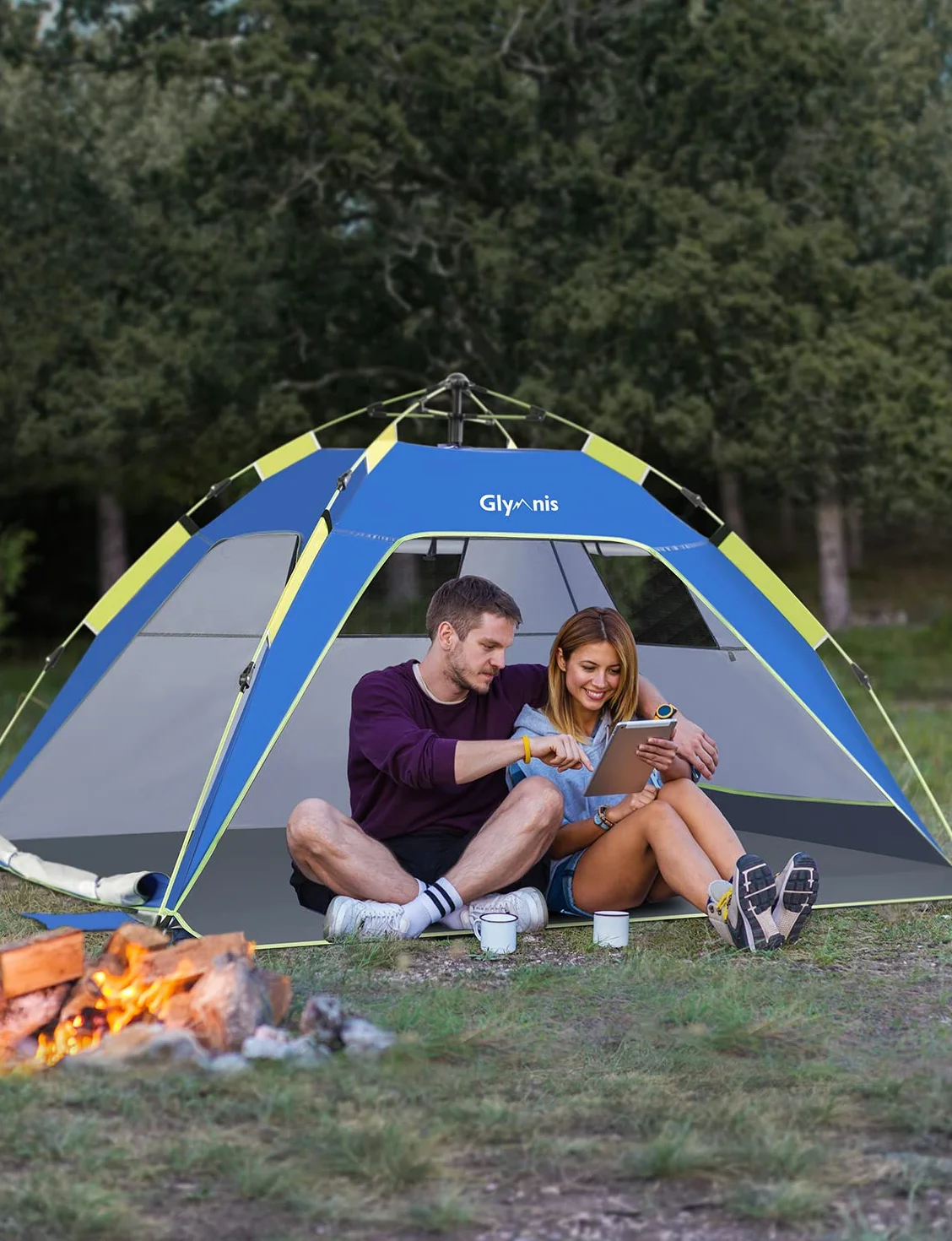 Tenda da Spiaggia Quick-up UPF 50+ 215x150x115cm 3-4 Persone con Finestre e Porte