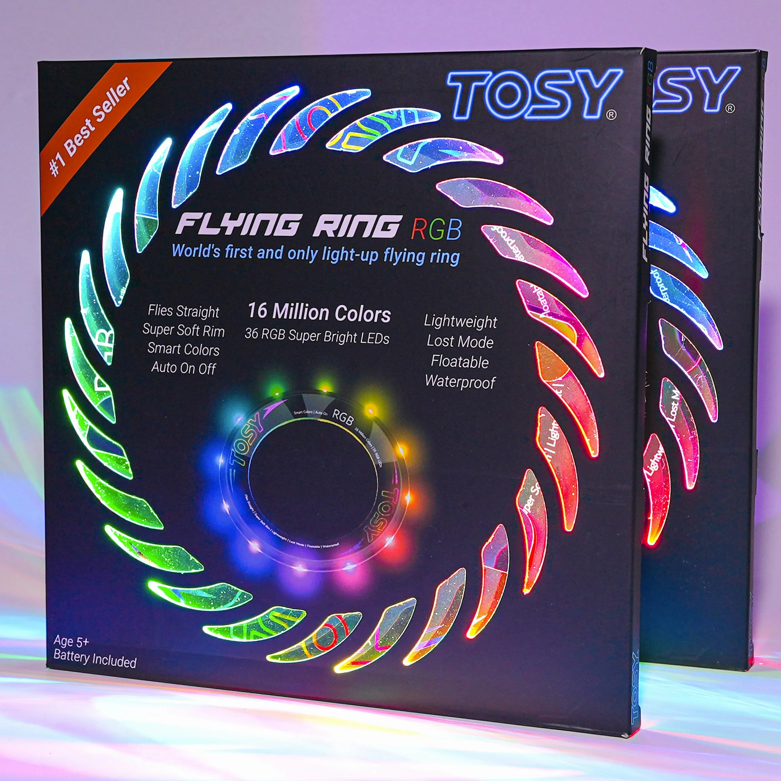 TOSY Latający Pierścień RGB 16 kolorów LED, Wodoodporny, Lekki Frisbee, Prezent na Boże Narodzenie