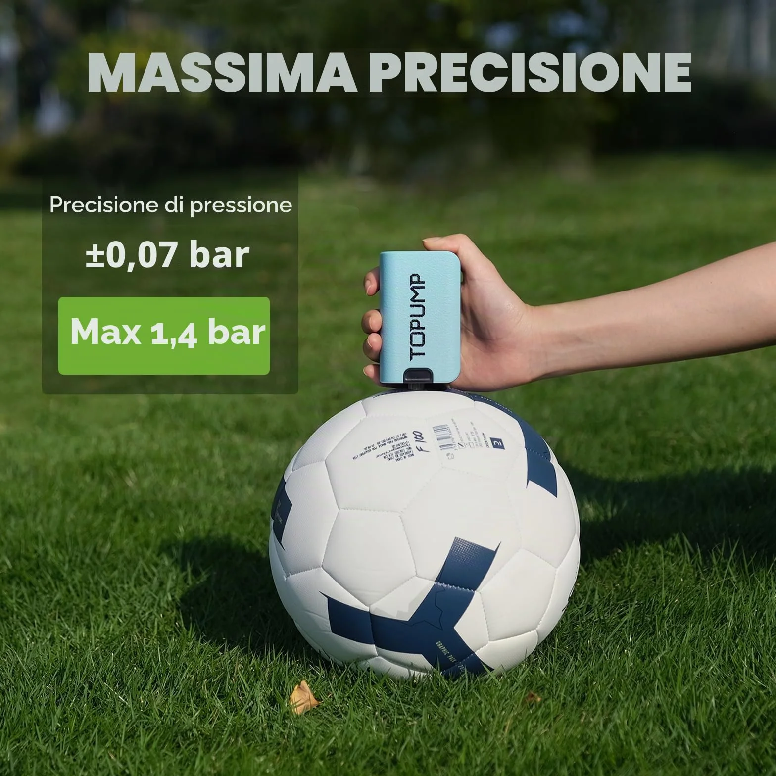 TOPUMP Pompa A Sfera Elettrica Ricaricabile Portatile con Manometro Max 20PSI per Palloni Sportivi