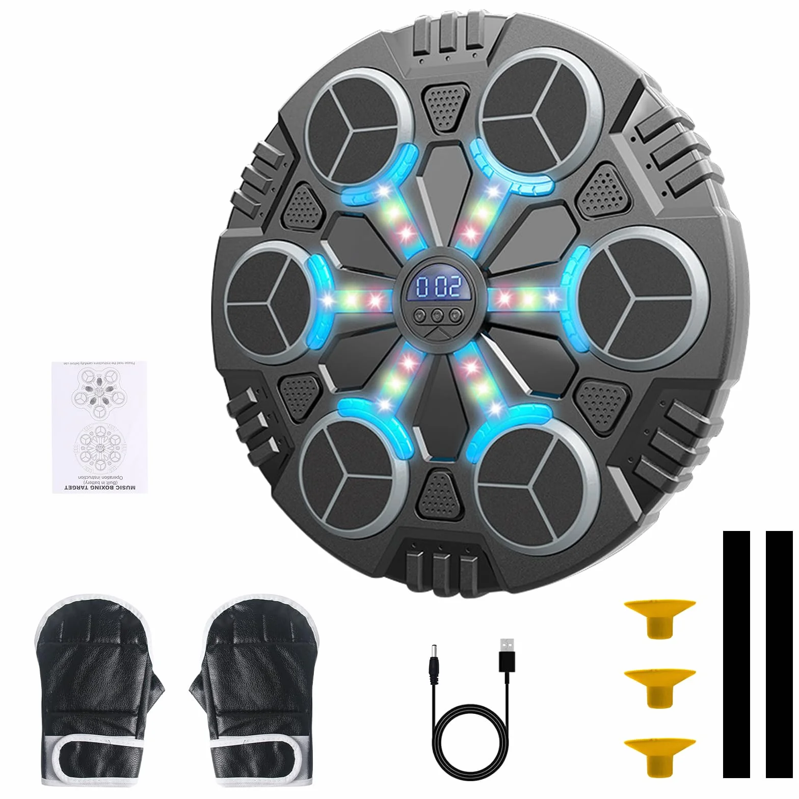 Machine de Boxe Musicale,LED Macchina da Boxe Musicale da Parete Pugile con Guanti da Boxe,3 modalità di velocità e modalità di Conteggio,Bluetooth Boxe Allenamento pour Enfants et Adultes