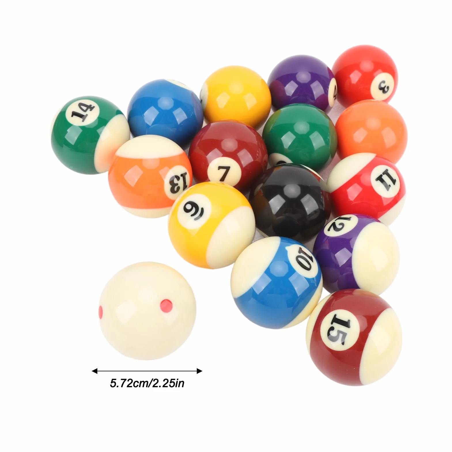 Set di Palle da Biliardo 16 Pezzi in Resina 5,72 cm per Giochi di Feste
