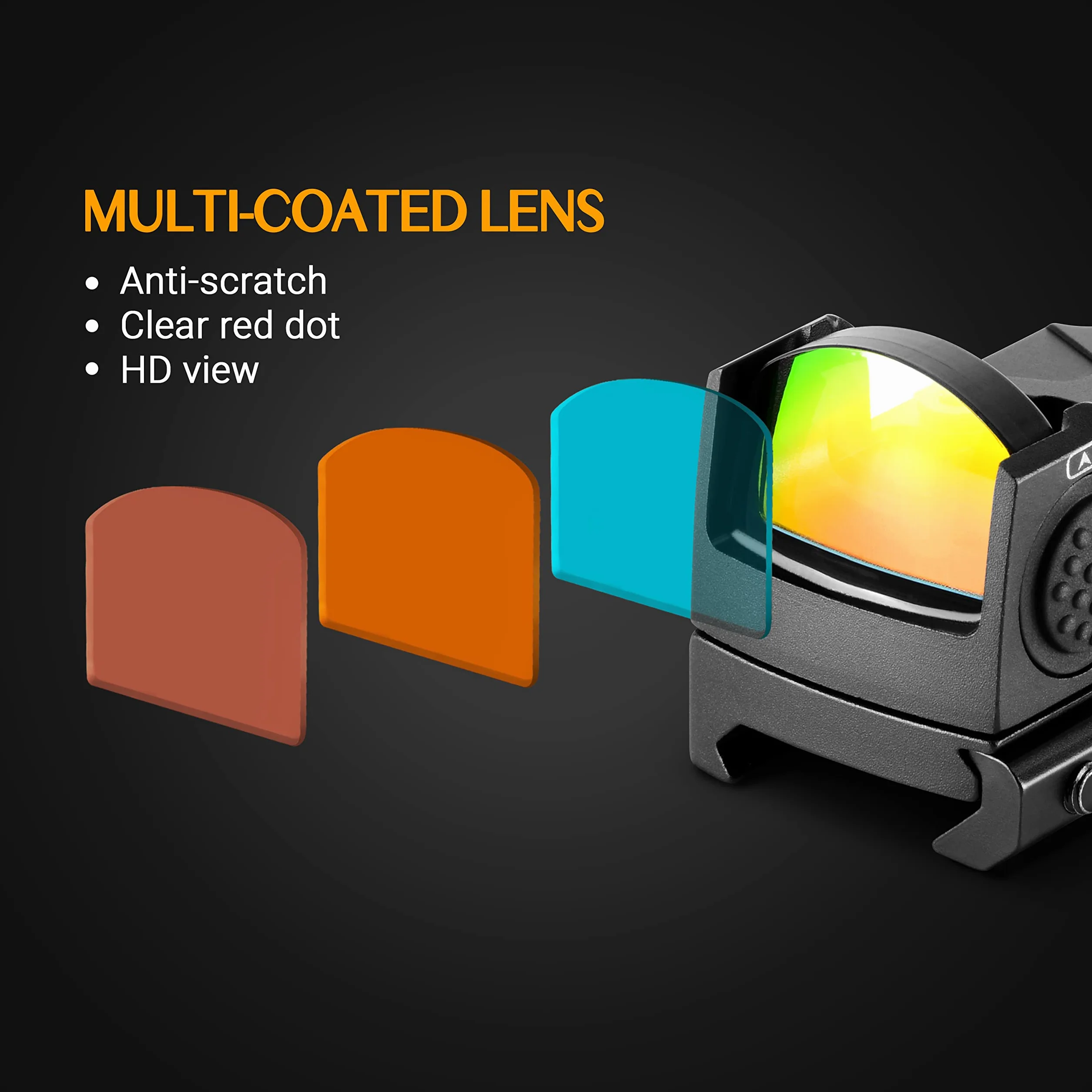 Mirino Riflescopi AOMEKIE Red Dot 2MOA con 12 Livelli di Luminosità per Pistole Picatinny 20/22 mm