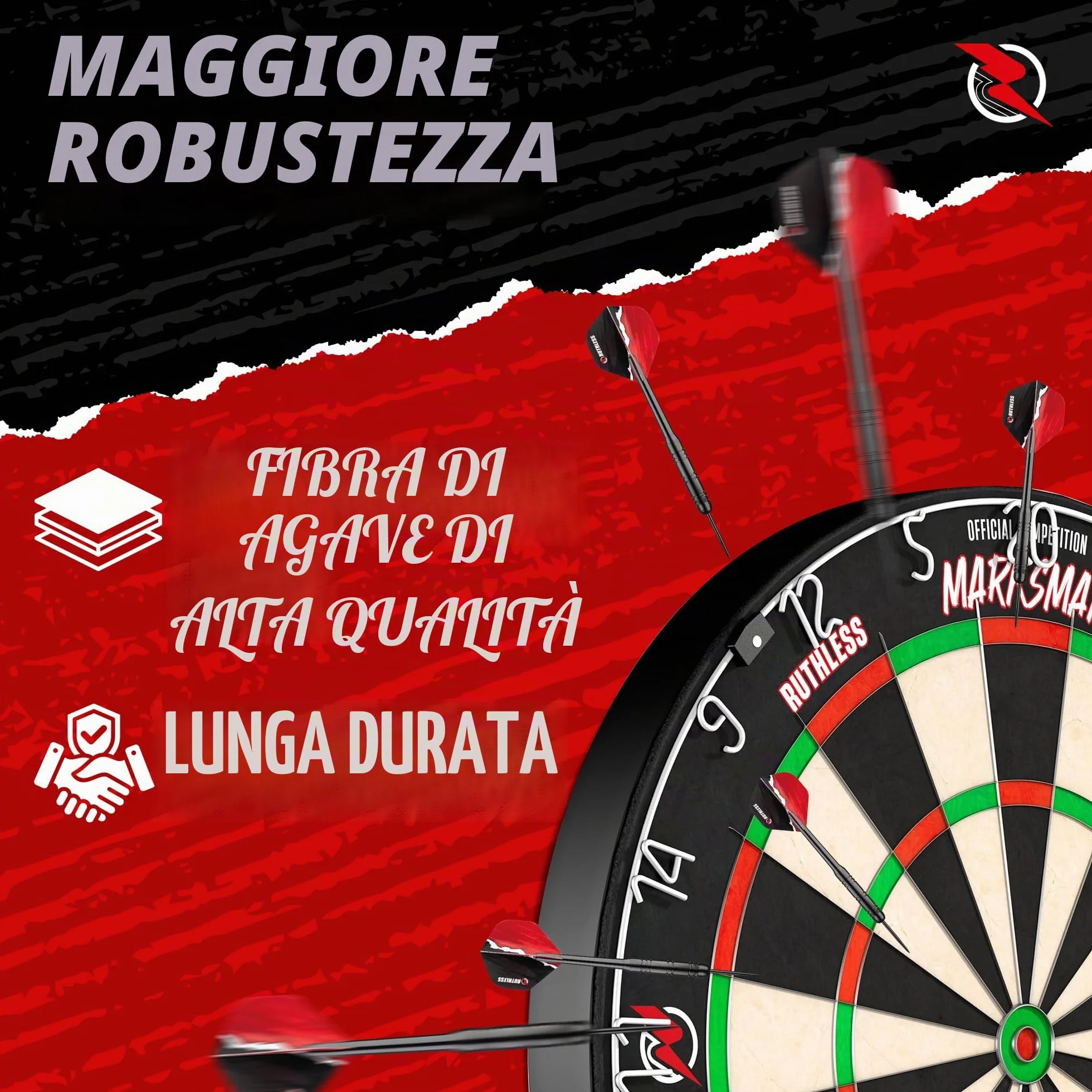 Ruthless Marksman Dart Board Bersaglio professionale ultra sottile in filo di sisal per freccette con punta in acciaio DB072
