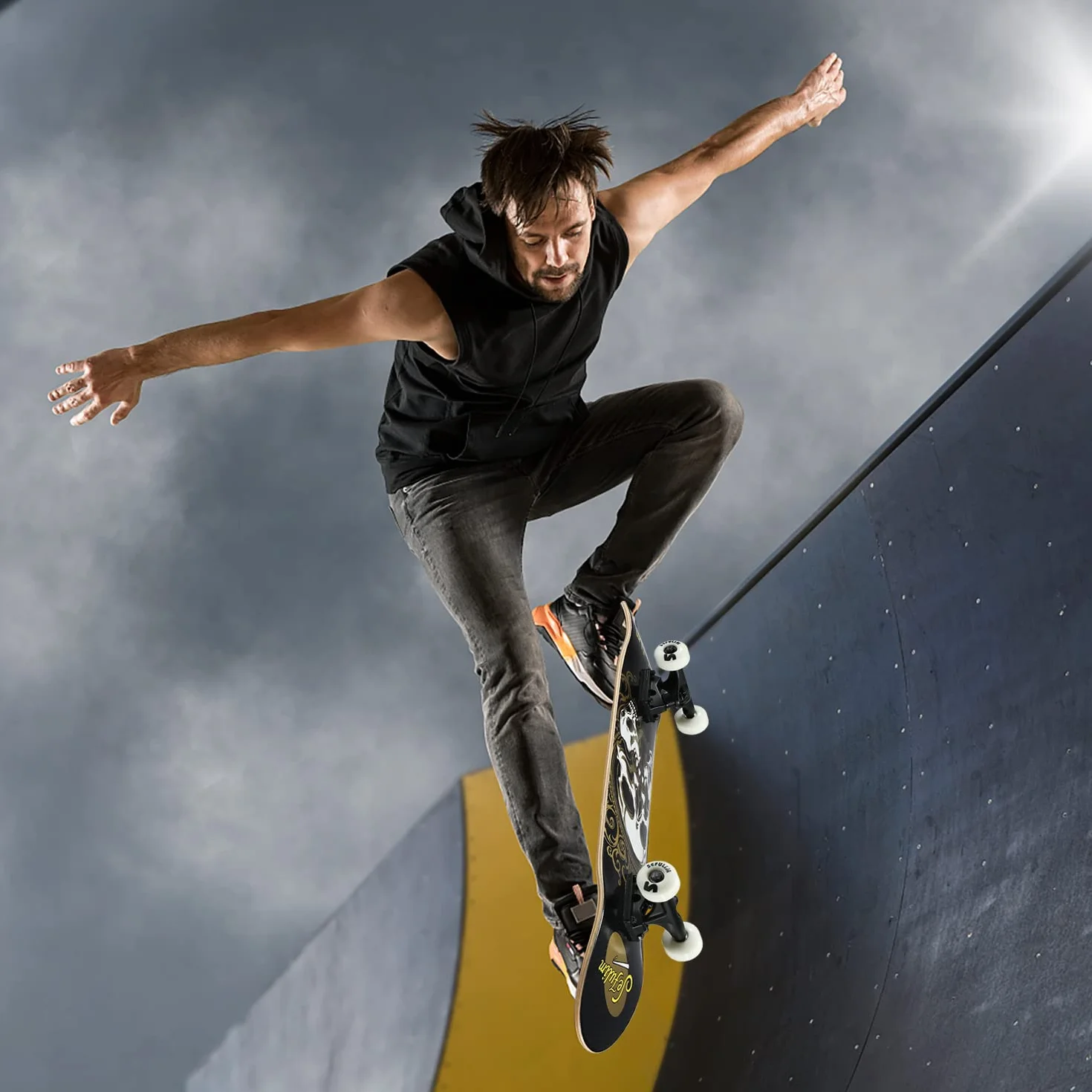 31 x 8 Pollici Skateboard Completo 7 Strati Acero Canadese Double Kick Deck concavo Skateboard per Ragazzi Ragazze Adolescenti Adulti Principianti
