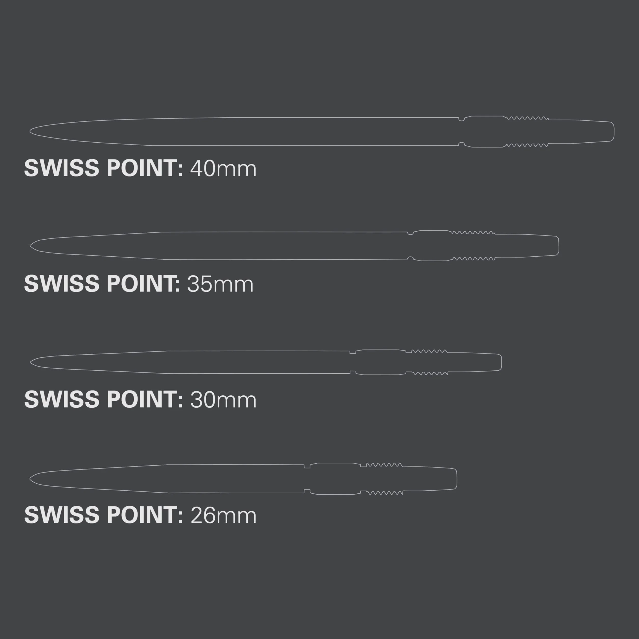 Target Darts Swiss Points punte lisce freccette 40 mm argento confezione da 3