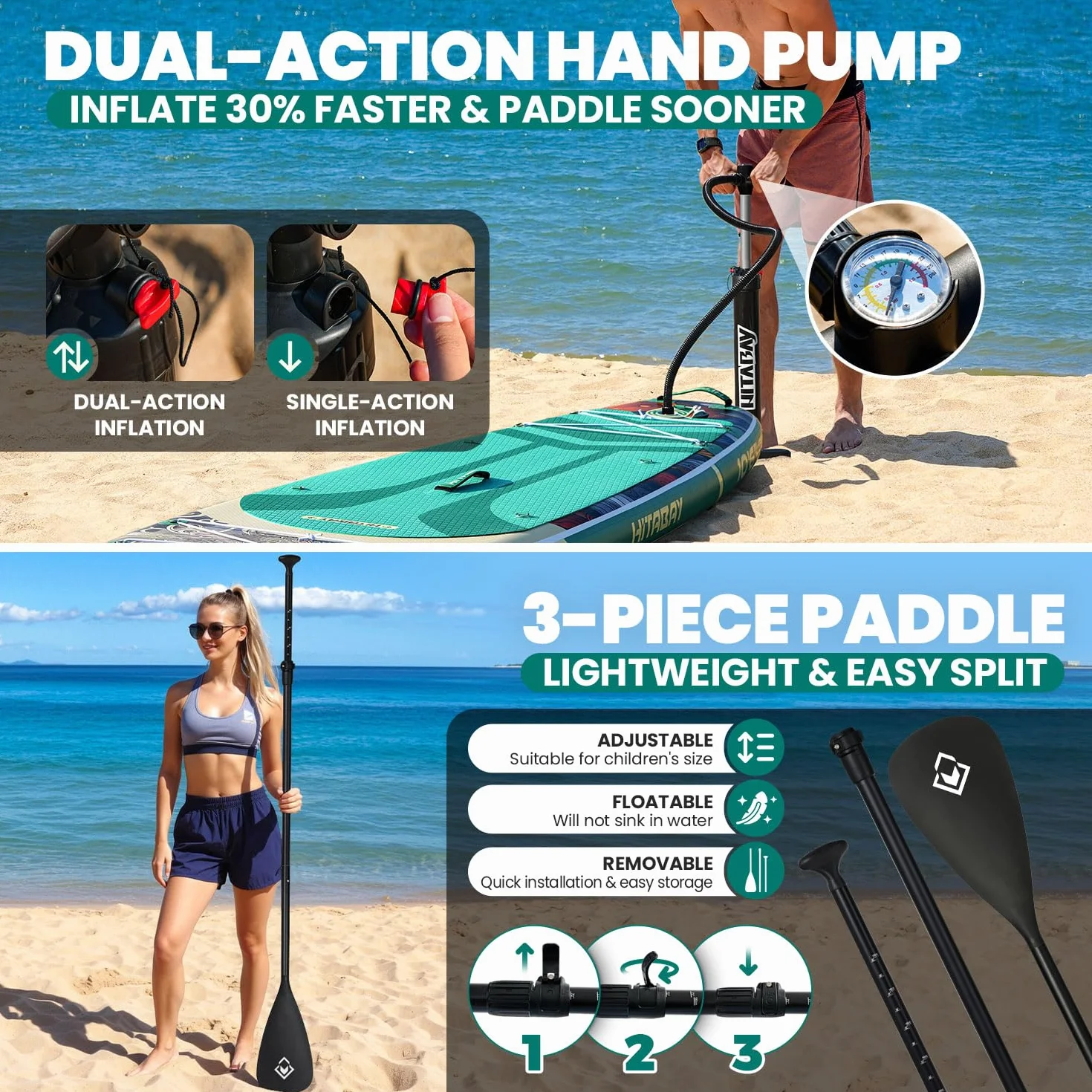 Tavola SUP Gonfiabile 320 x 81 x 15 cm, Paddle Surf con Accessori, Capacità 150 kg