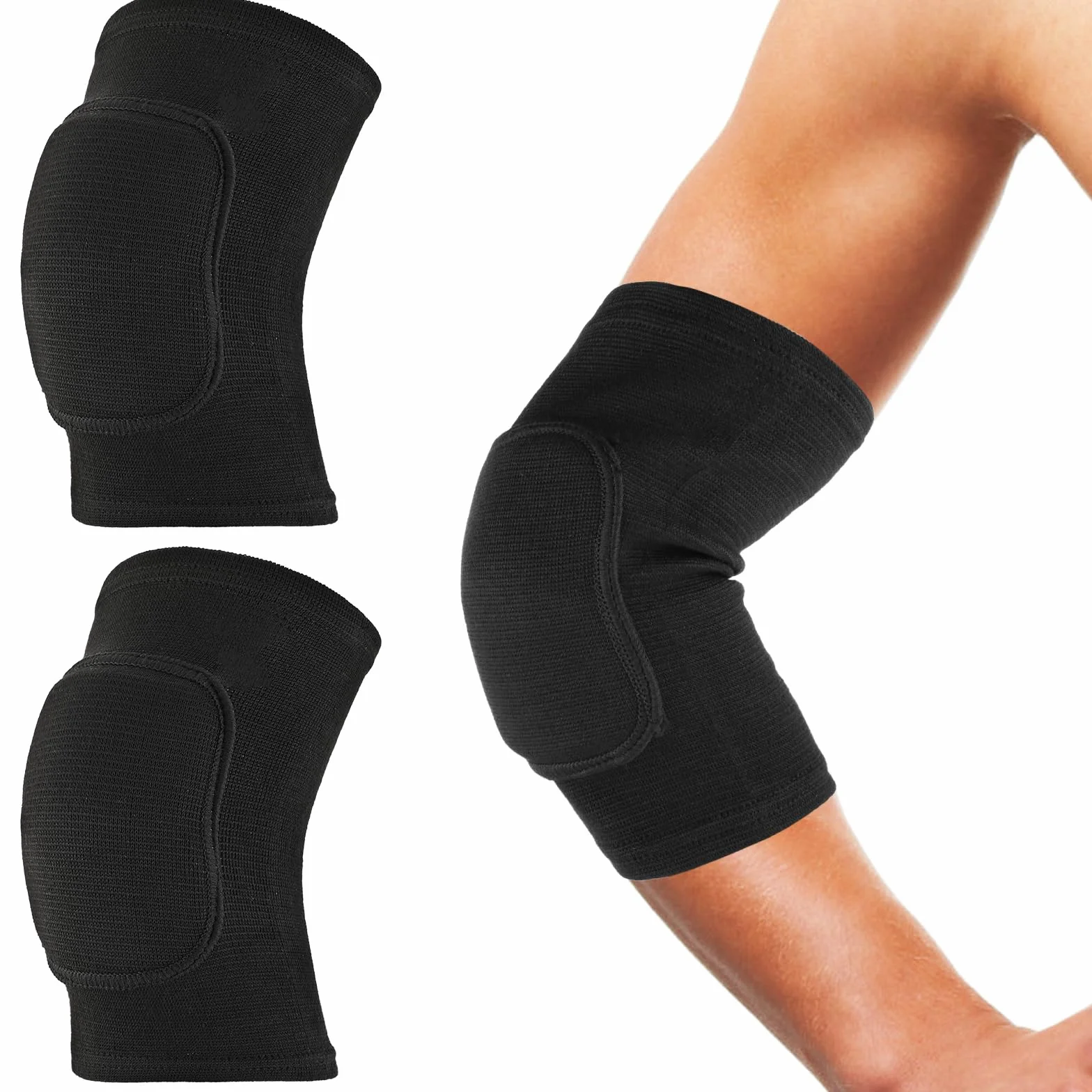 Sibba Gomitiere Compressione Braccia Supporto Fitness Ginocchia Pallavolo Basket Traspirante Bambini Uomini Donne Nero