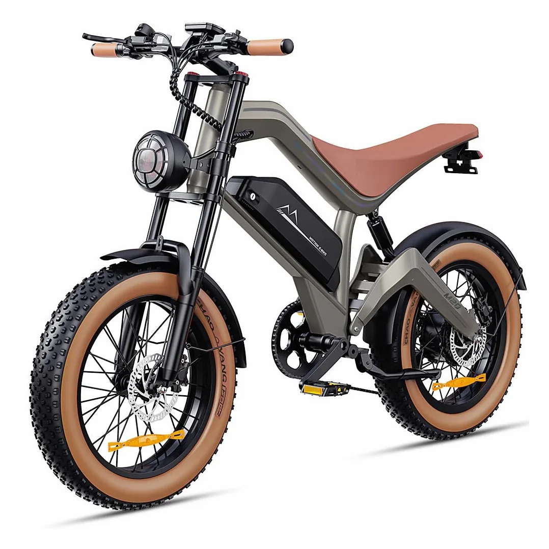 M20 è una bicicletta elettrica per adulti con pneumatici larghi da 20",batteria da 48 V 18,2 Ah,velocità massima di 25 km/h e autonomia massima fino a 160 km con pedalata assistita.