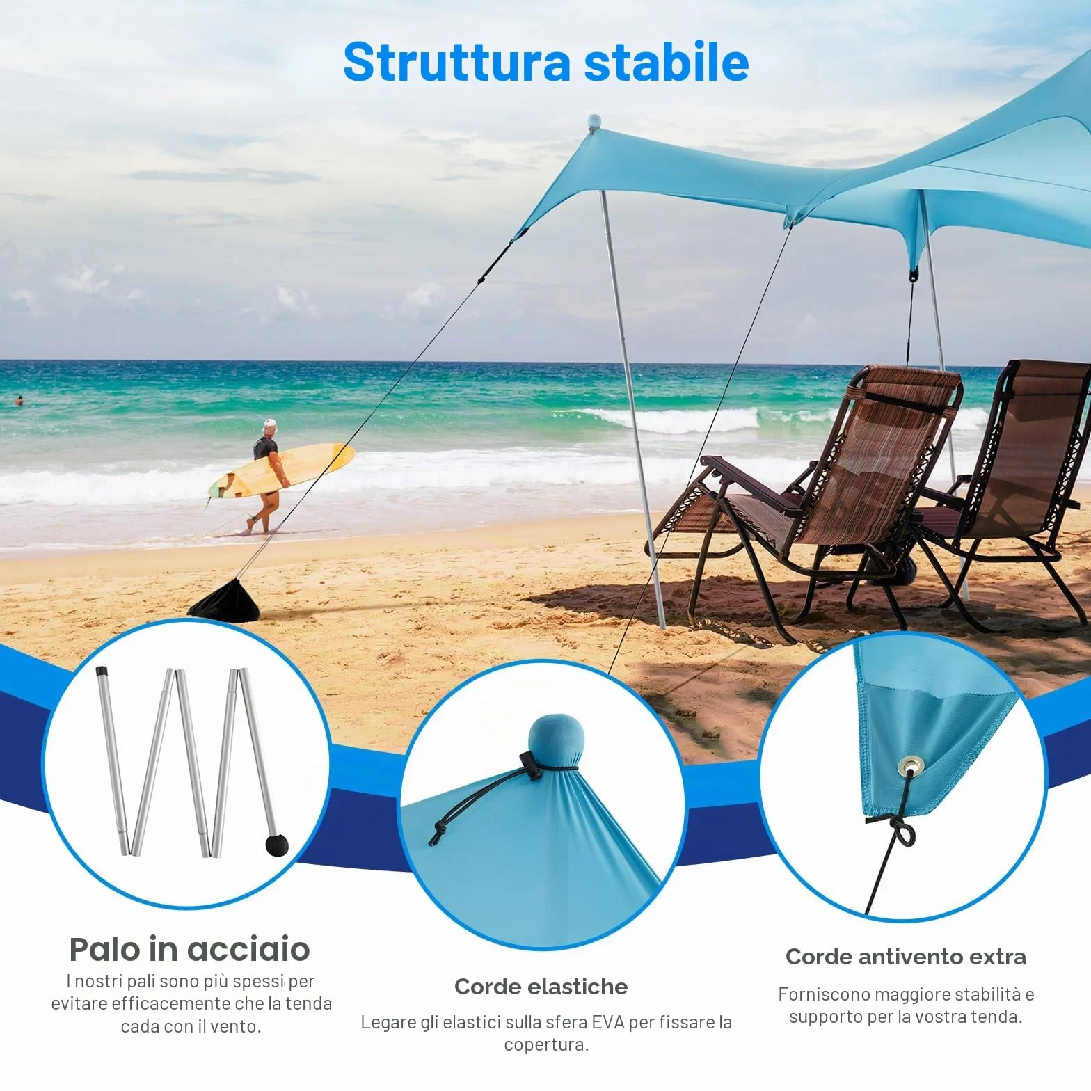 WolfWise Tenda da Spiaggia con Protezione Solare UPF50+
