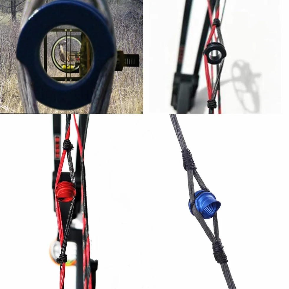Tiro con l'arco Peep Sight Mirino per arco composto in alluminio 37/45 gradi 6x 8x Lente chiarificatrice 1/8" 1/16" 1/32" 3/32" 3/64" Kit di apertura