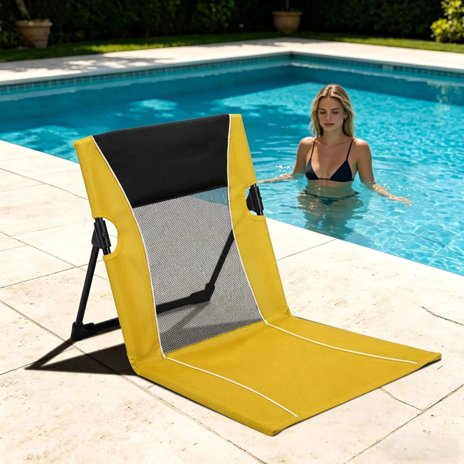Generico Sedia Da Spiaggia Portatile Pieghevole Robusta Sedie Lounge Per Piscina