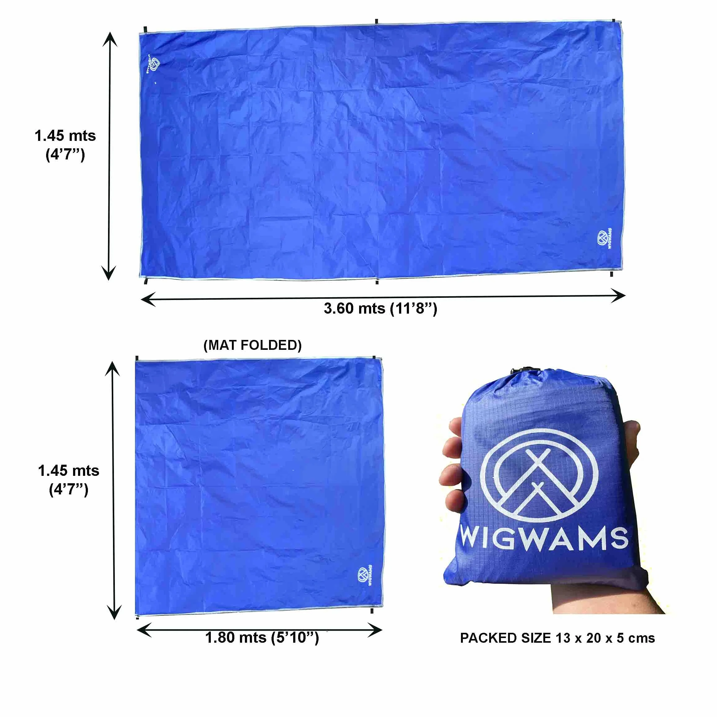 SUP Tappetino da atterraggio per tavole da paddle 360 x 145 cm blu oceano nylon 210T