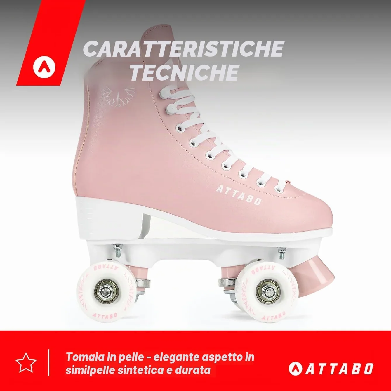 ATTABO Serena Pattini a rotelle da donna Regolazione taglia EU ABEC-3 Lama in alluminio Tomaia in pelle 82A 36-41EU