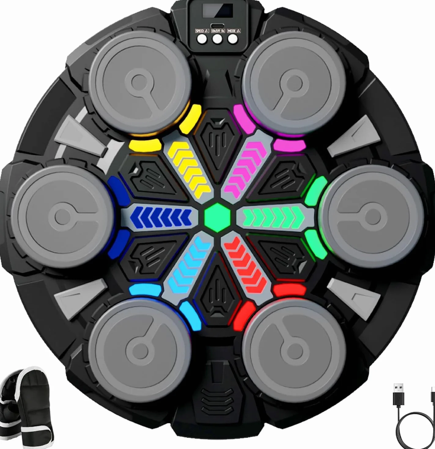 Macchina da boxe musicale, gioco intelligente da parete Bluetooth con guantoni da boxe, velocità e modalità di conteggio regolabili, attrezzatura da palestra per bambini, macchina da boxe per