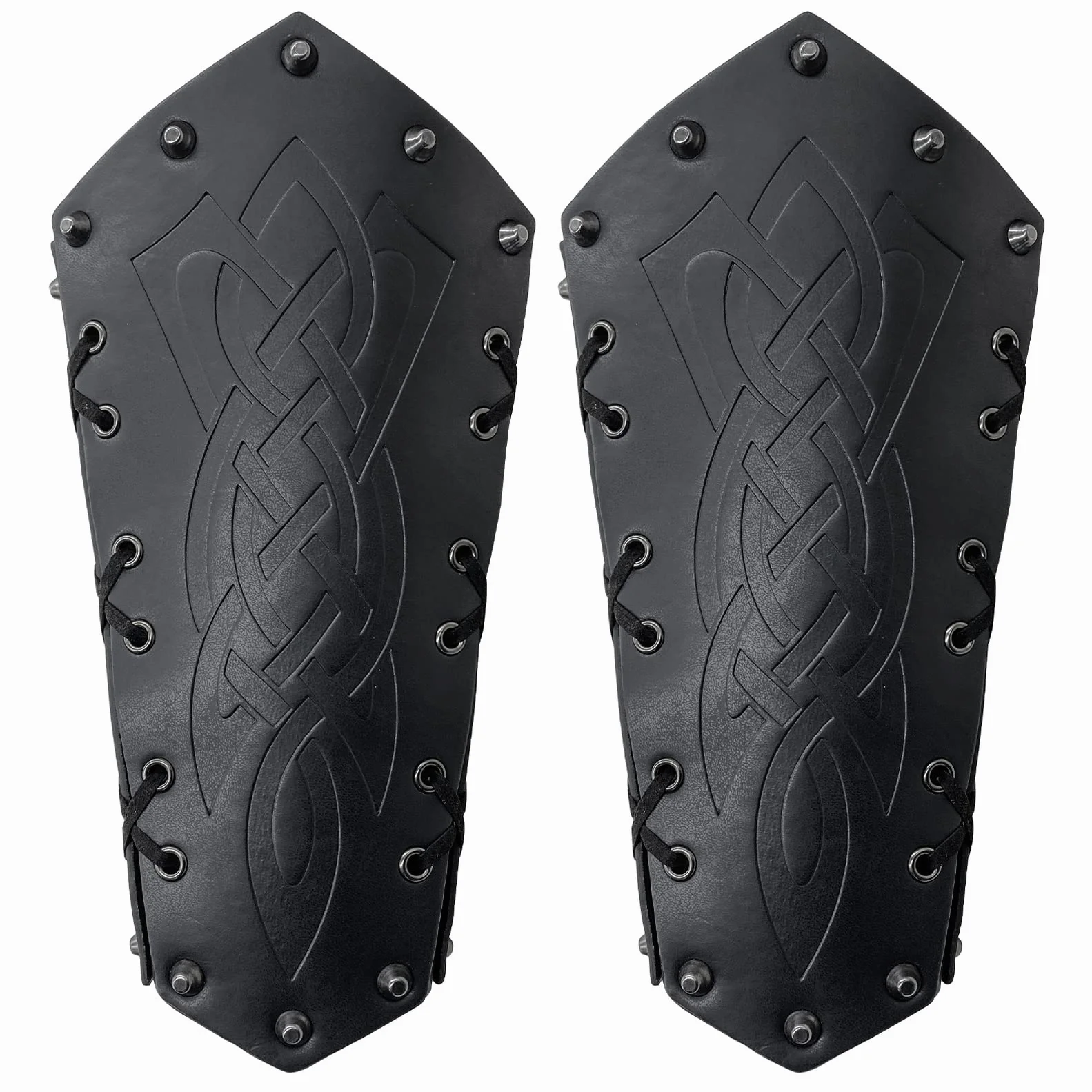 Parabraccia in pelle per tiro con l'arco vichingo medievale cosplay LARP 2 pezzi