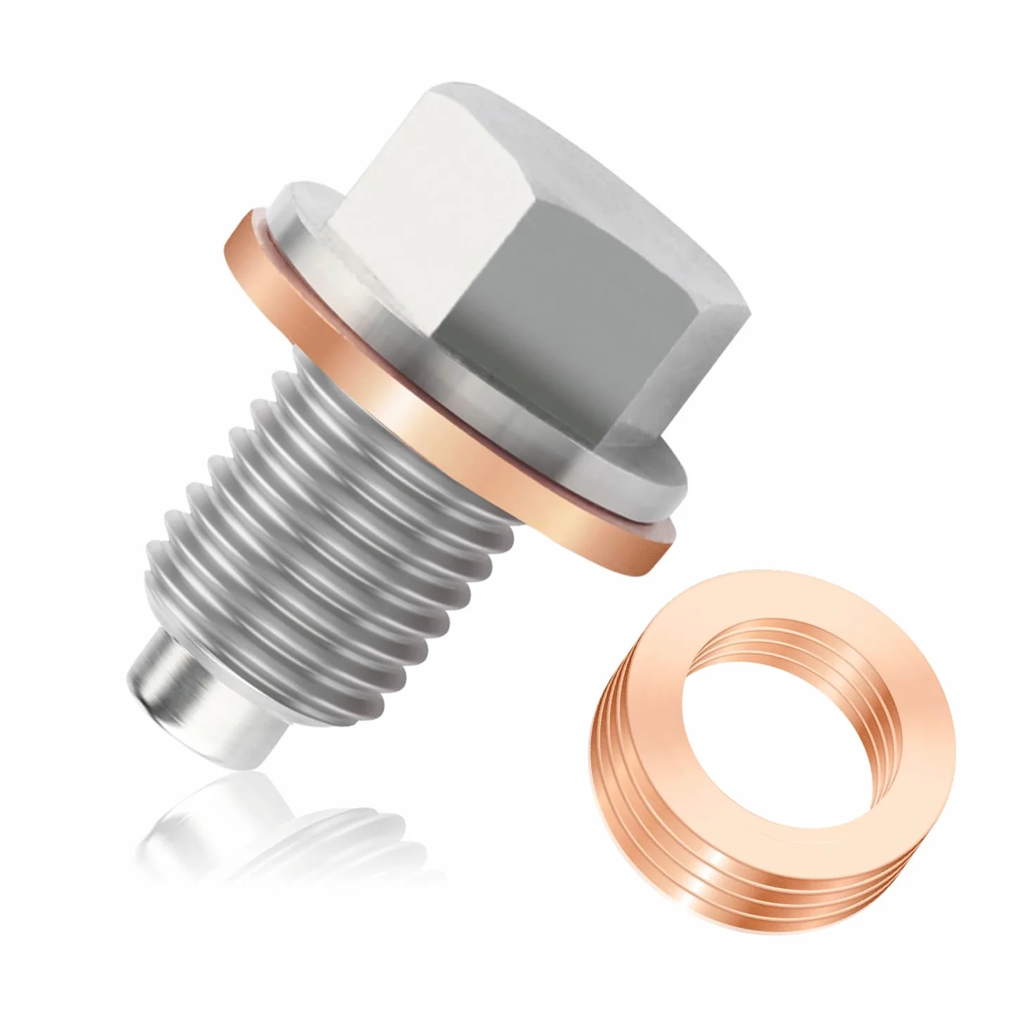 Tappo Coppa Olio Motore Magnetico M12x1.5 con 5 Rondella Tappo Scarico Olio,OEM#58030021000 Tappo Scarico Olio Motor e Guarnizioni,Compatibile con BMW Mercedes-Benz Honda (M12x1.5)