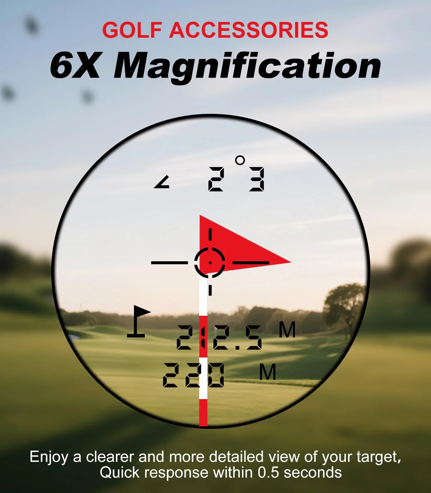 Telemetro da golf con pendenza, telemetro da 914,4 m, ingrandimento 6x, vibrazione di bloccaggio del palo della bandiera, telemetro da golf ricaricabile