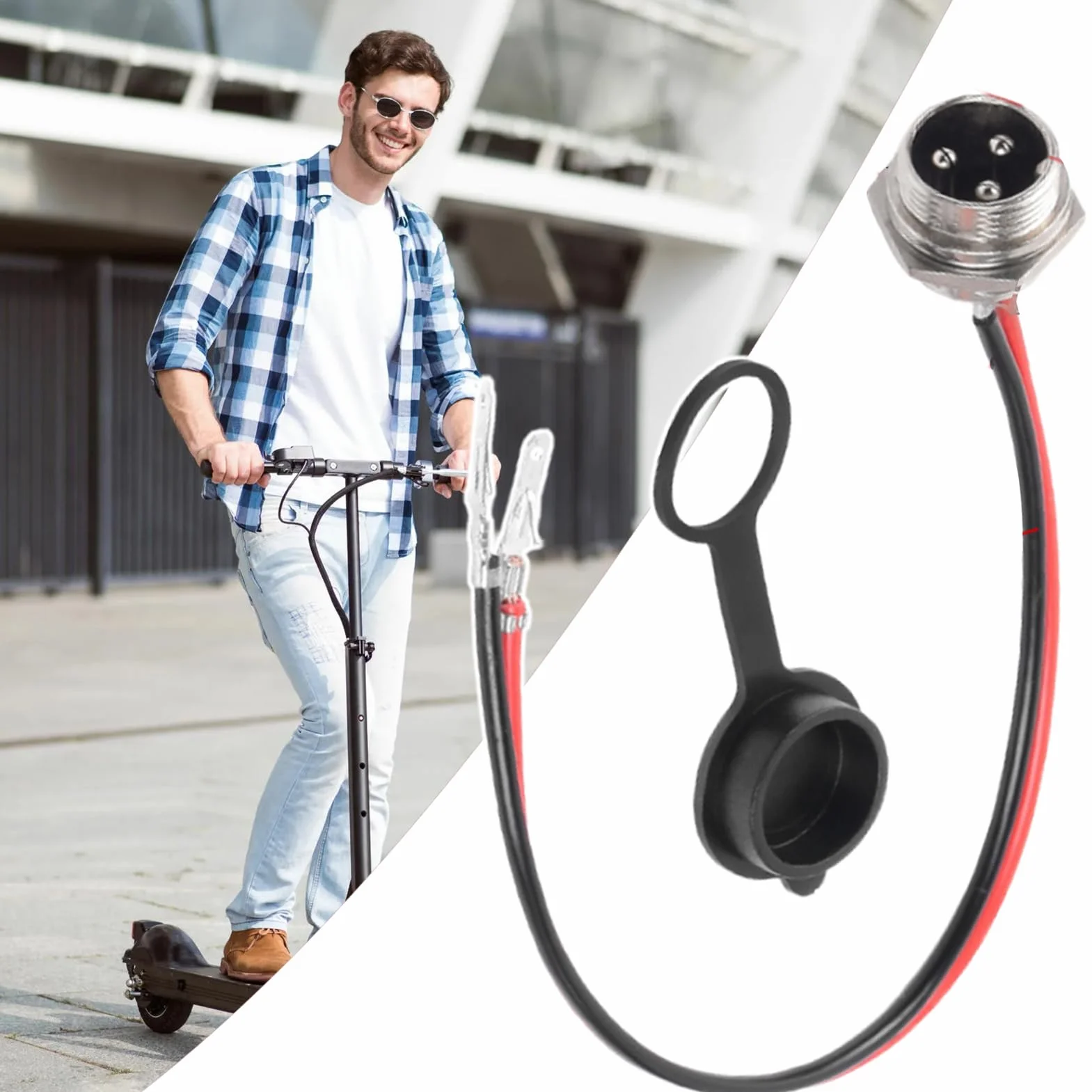 Porta di ricarica scooter presa legata adattatore sigillato a prova di polvere Tappo aviazione rotondo 3 pin per caricabatterie veicoli elettrici