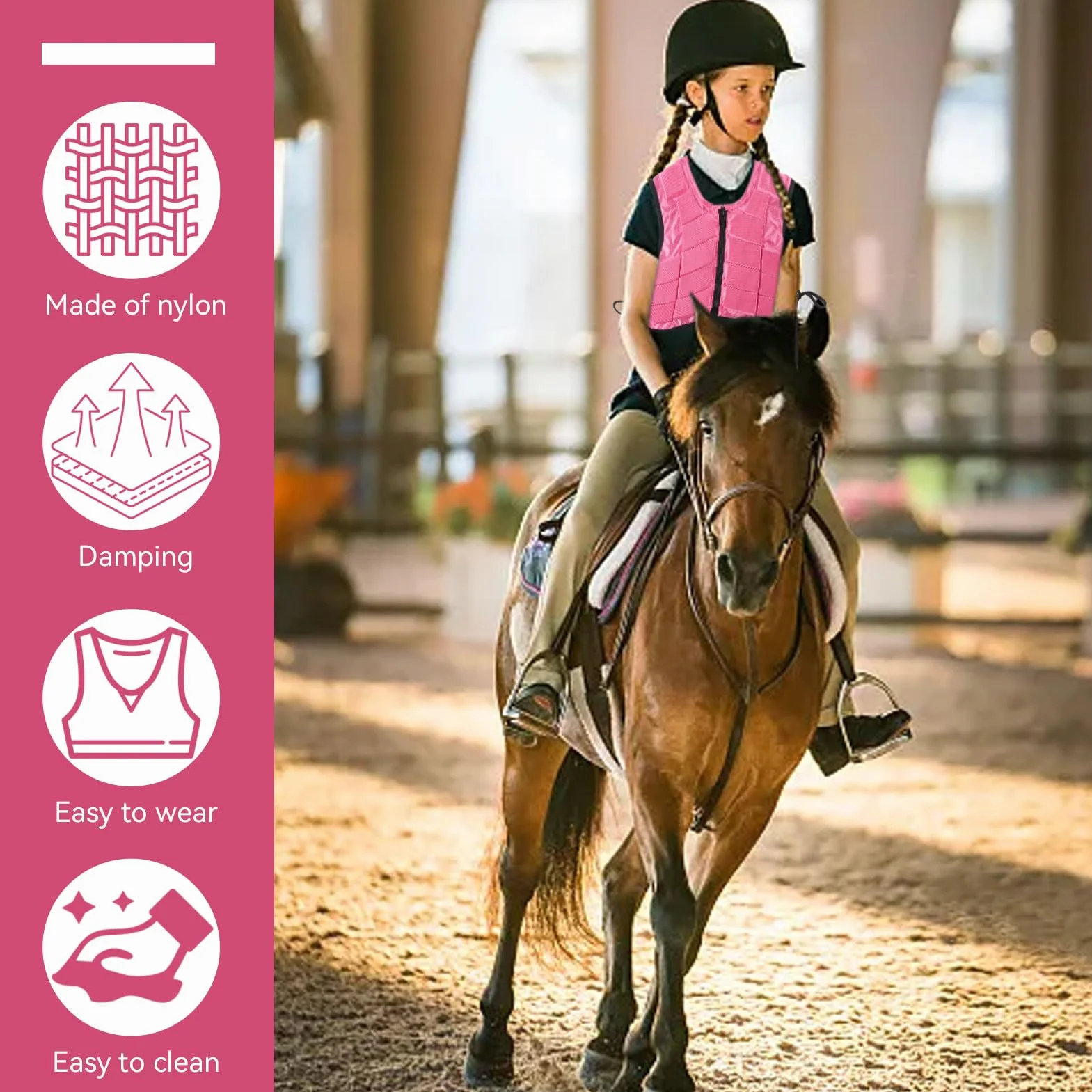 Gilet equestre per Bambini, Gilet Protettivo equestre Unisex Imbottito per Equitazione Equipaggiamento Protettivo Gilet Protettivo per Allenamento per Equitazione, Gilet Sicuro