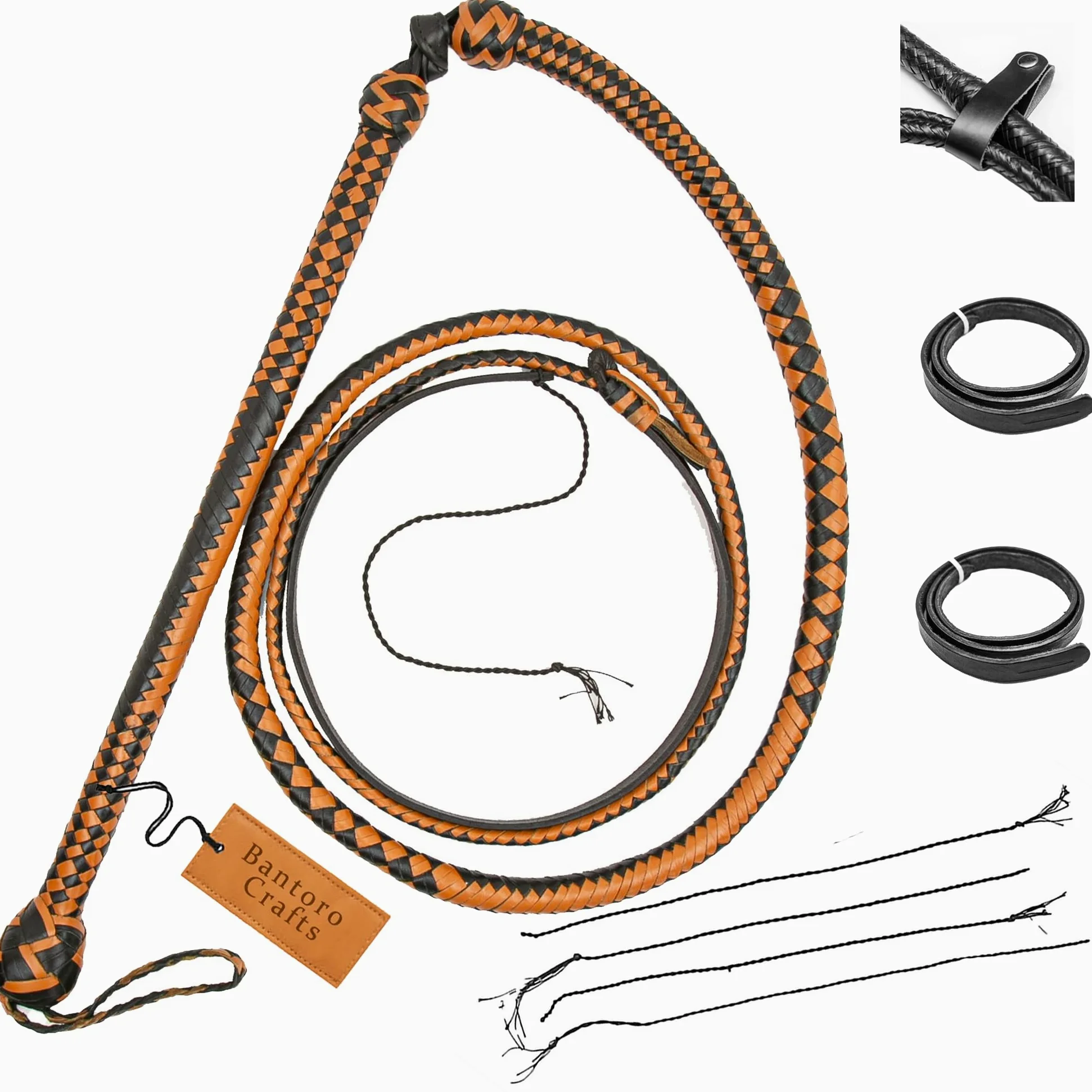 Marrone e Nero Frusta 16 trecce Fili Pelle Intrecciata Frusta in Vera Pelle Pancia in Pelle e Supporto in Pelle all'Interno Frusta Che schiocca Forte
