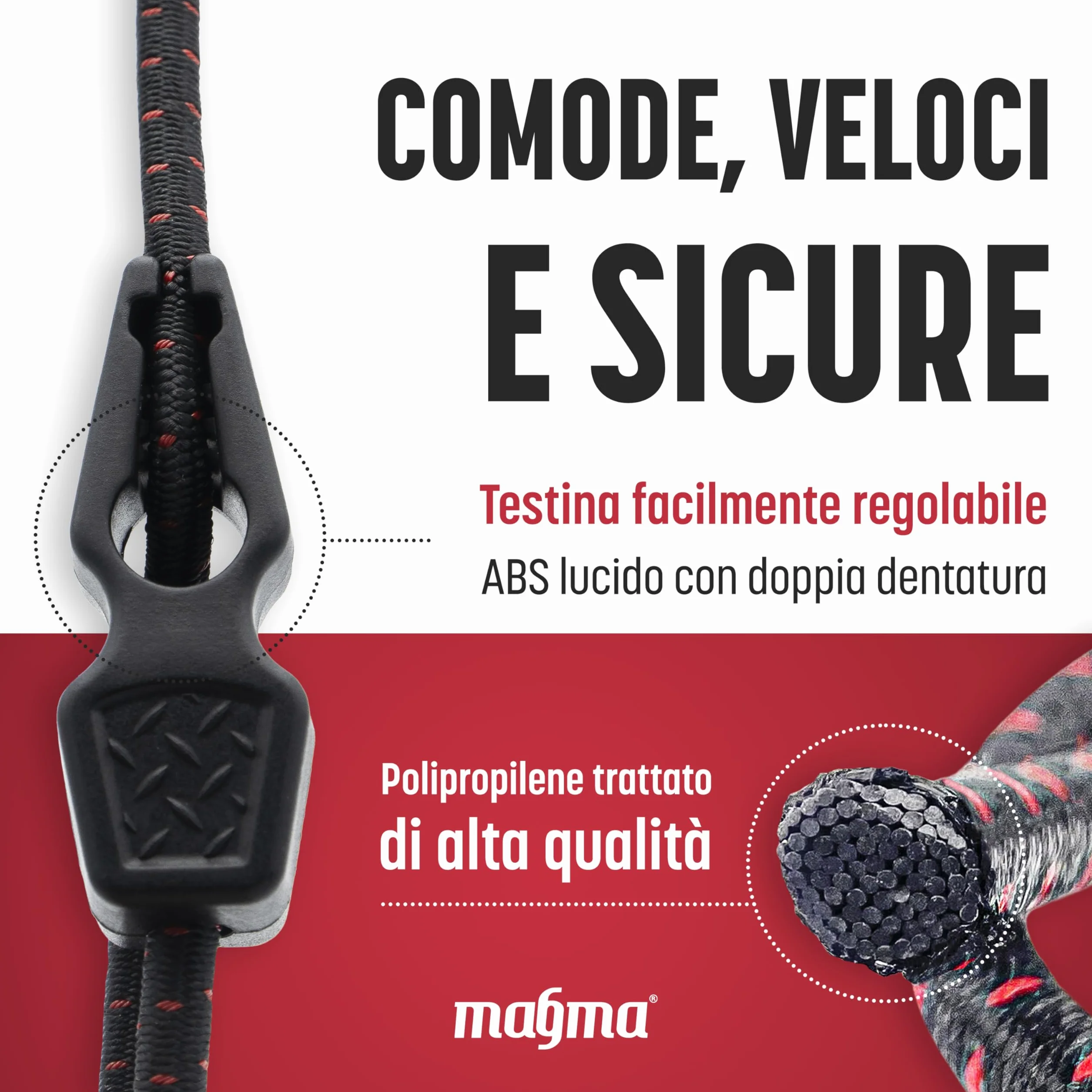 Magma 4 Cavi Elastici per Cartello Carichi Sporgenti 50cm Portabici Bici Moto Ganci Fissaggio