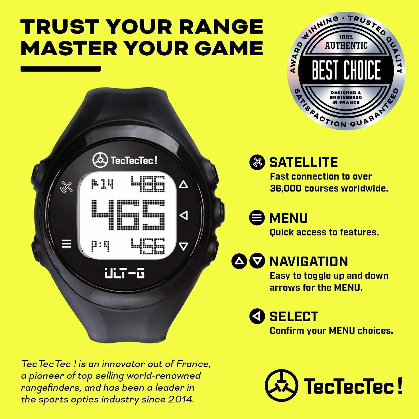 TecTecTec ULT-G Orologio GPS da golf con campi precaricati leggero