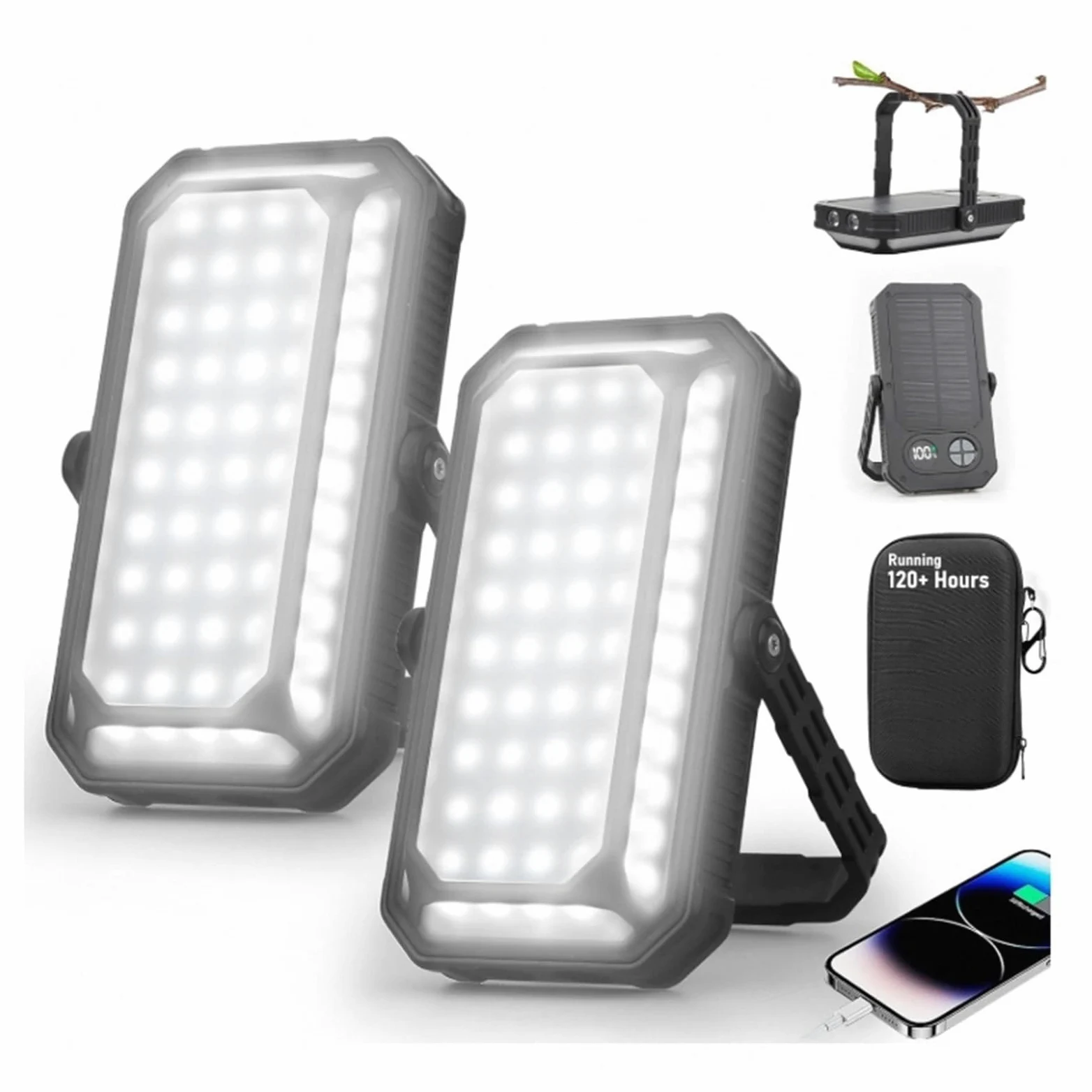 Lanterna da campeggio a LED ricaricabile, luci da campeggio portatili da 10000 mAh fino a 120+ ore, 12 modalità di luce, dimmerabile, display digitale LCD, impermeabile, accessori da campeggio essenzi