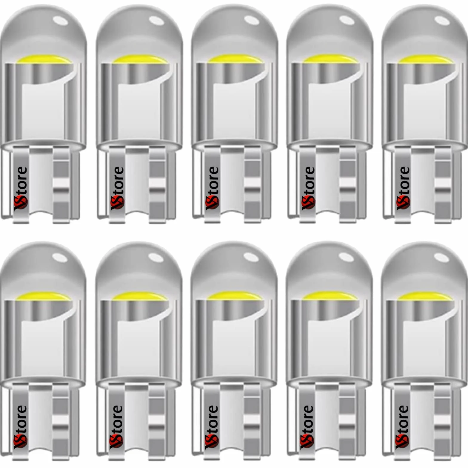 VS Lampadina trasparente T10 W5W 501 LED 194168 Lampadine, 10 pezzi Bianco freddo 6000K 12V per luci di posizione auto, luce interna, cruscotto, targa, lampadine bagagliaio