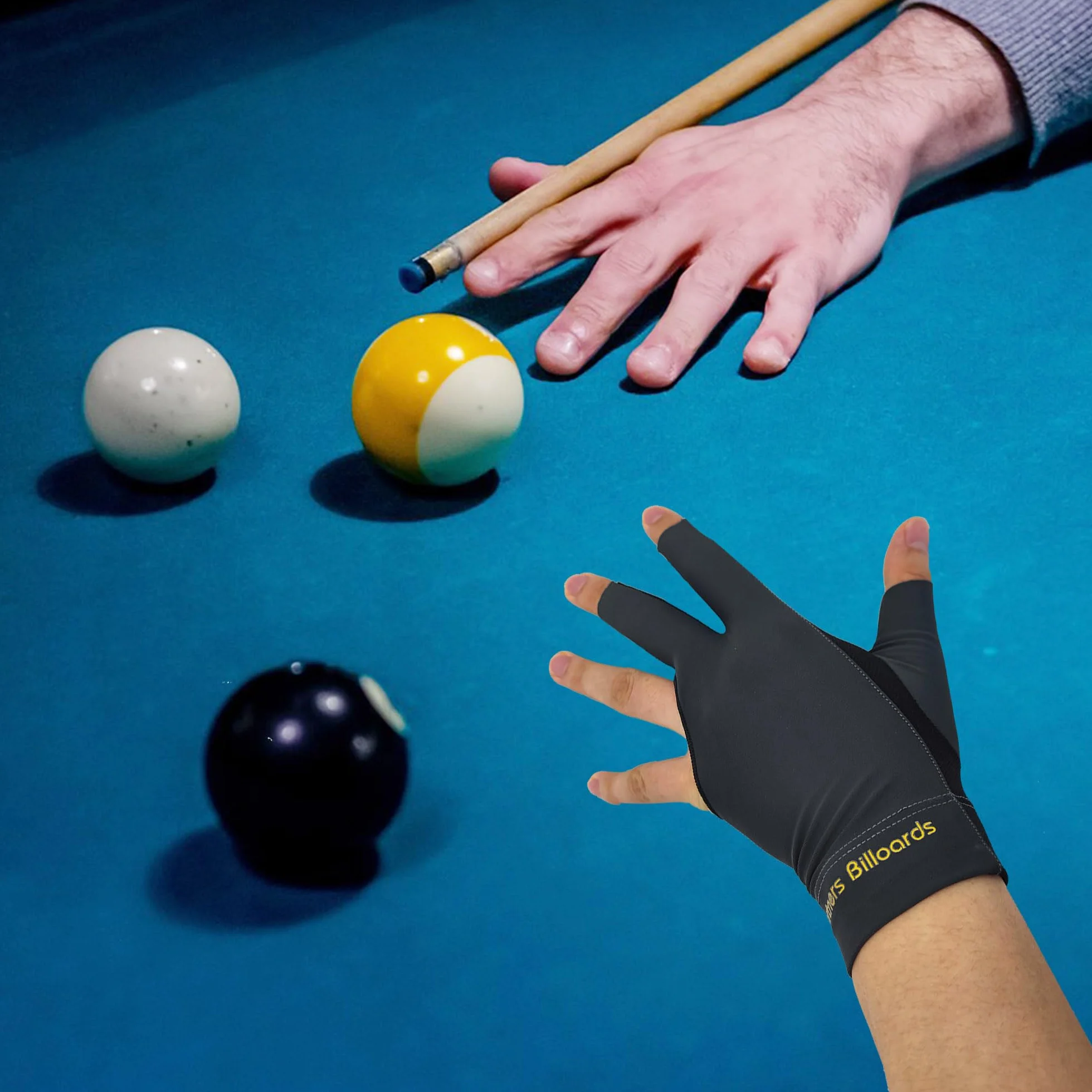 Guanti da biliardo 2 Pezzi con 3 dita antiscivolo per stecca snooker