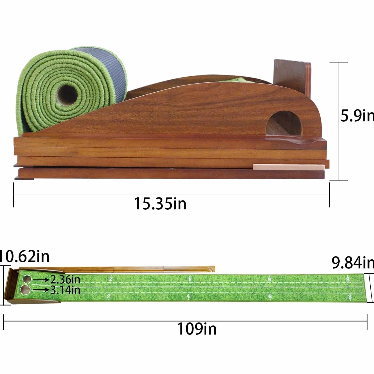 CRESTGOLF Golf Putting Trainer 2,9 x 0,45 m tappeto erboso con pista di ritorno automatica