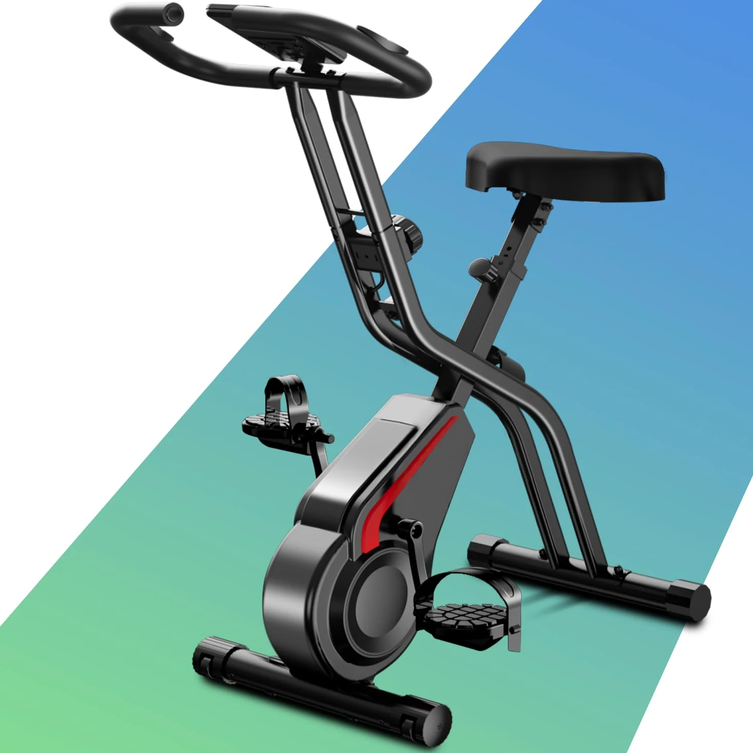UMAY cyclette da casa pieghevole Ergometer, cyclette pieghevole 5-in-1 con Resistenza Magnetica a 16 Livelli, cyclette per casa Bici da Camera con Sedile Comodo, Massimo 136kg