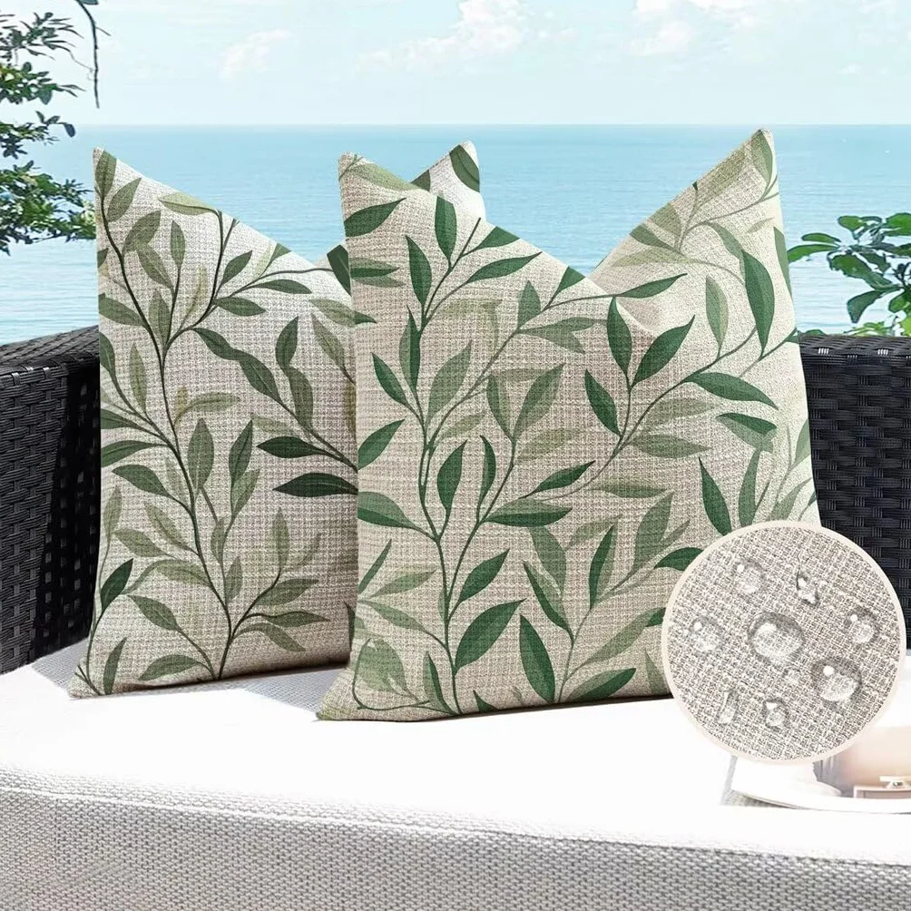 Federe Cuscini Divano 35x35 Set 2 Impermeabili Verde Salvia Copricuscini Lino Cerniera Invisibile Garden Furniture Bench