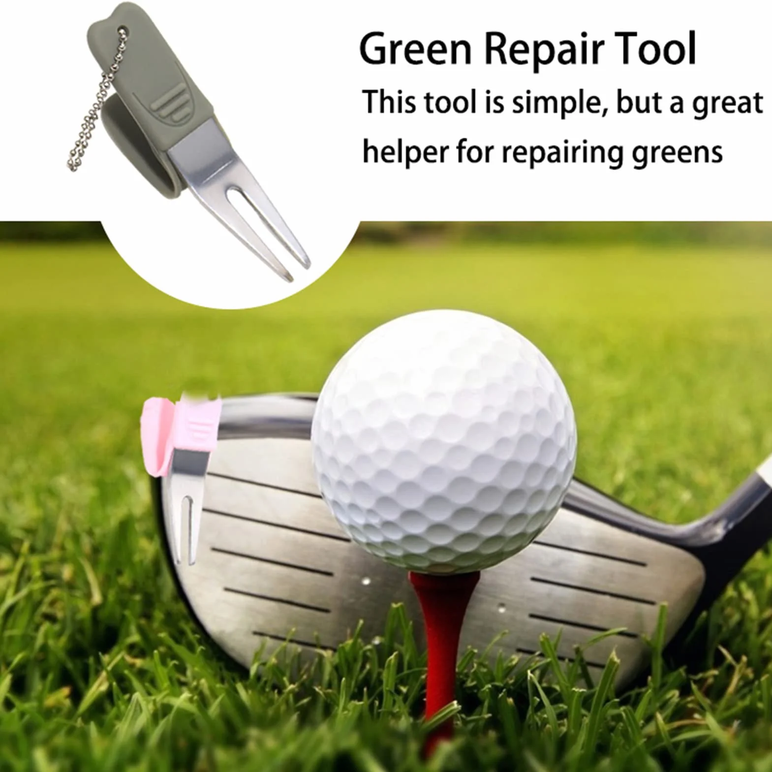 Forcella da Golf Riparazione Divot Fairway Ball Mark Tool Prato Allenamento
