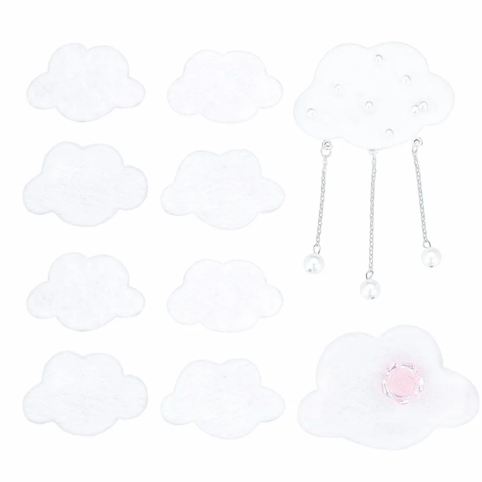 PH PandaHall 8 pz Feltro Nuvole Decorazione Nuvola Bianca, Ornamenti di Nuvole In Feltro, 4.3x7cm