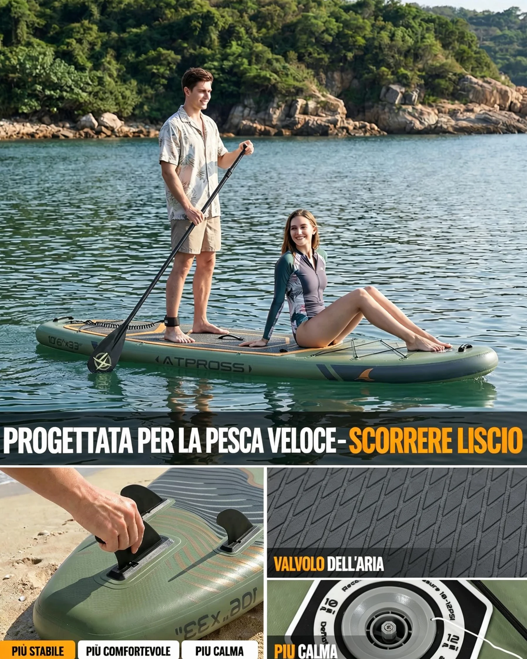 Tavola SUP Gonfiabile 320x84cm Stand Up Paddle per 2 Persone Portata 200kg con Sedile Kayak Accessori