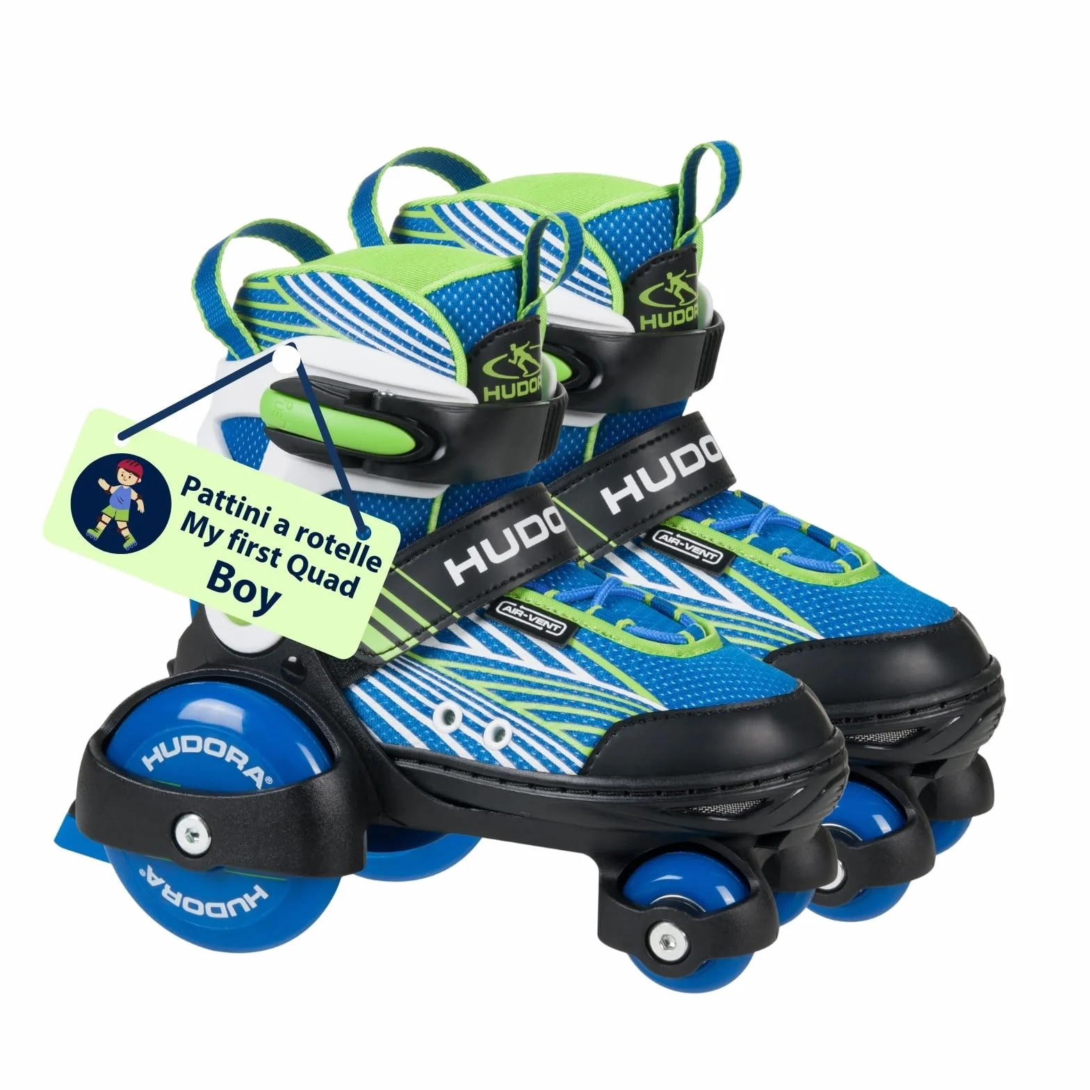 HUDORA Pattini a rotelle My First Quad in diverse misure e colori - pattini a rotelle di qualità per bambini fino a 20kg - pattini regolabili - sicuri e con rotelle grandi per iniziare
