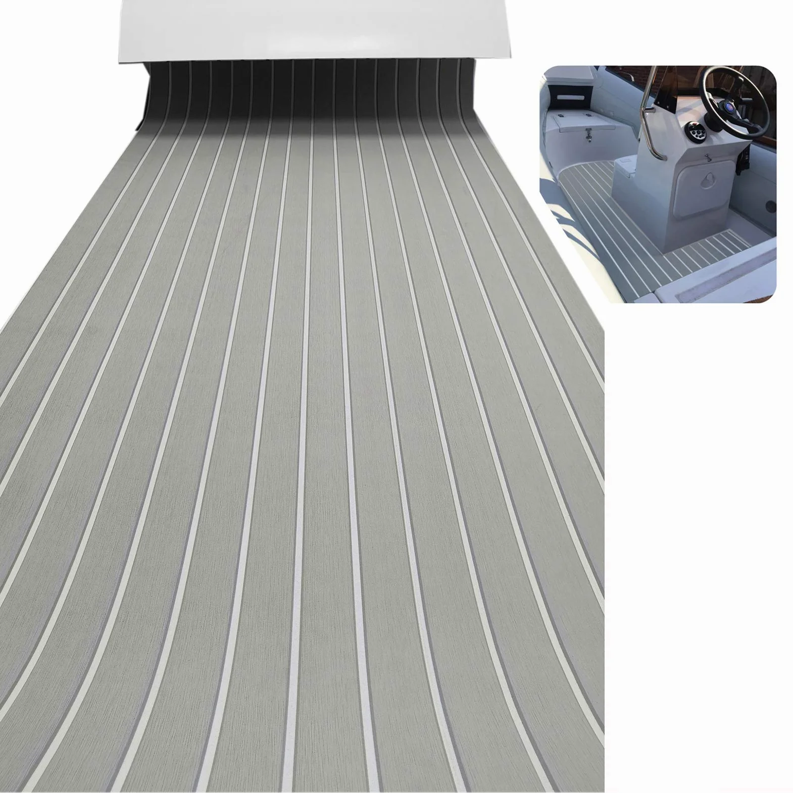 90 × 240 cm EVA sintetico barca Decking foglio Yacht Marine Flooring Tappeto antiscivolo con adesivo di supporto, bordo smussato