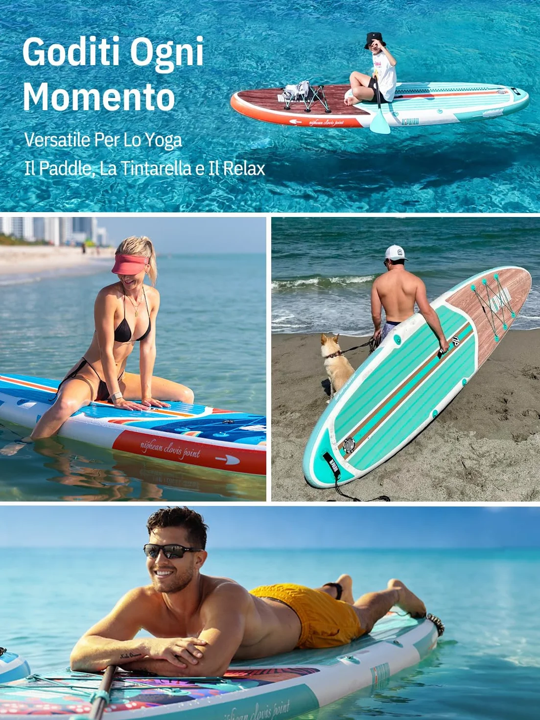 Niphean SUP Gonfiabile Adulti 320cm Paddle Board Capacità 200kg per 2 Persone con Accessori