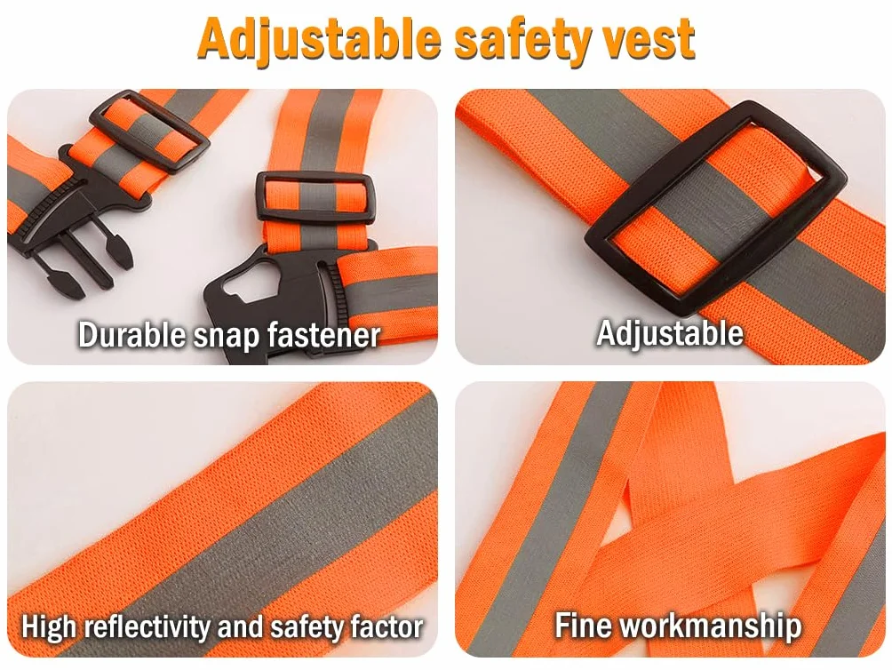 Gilet Catarifrangente ad Alta Visibilità 4 Pezzi con Braccialetti Riflettenti e Borsa, per Corsa Ciclismo