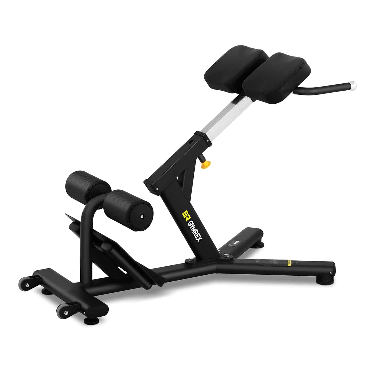 Gymrex - Panca per Schiena e Addome Multifunzione GR-BE 150 (Fino a 135 kg, per Addome, Schiena e Glutei, Maniglie stabili per Fondi)