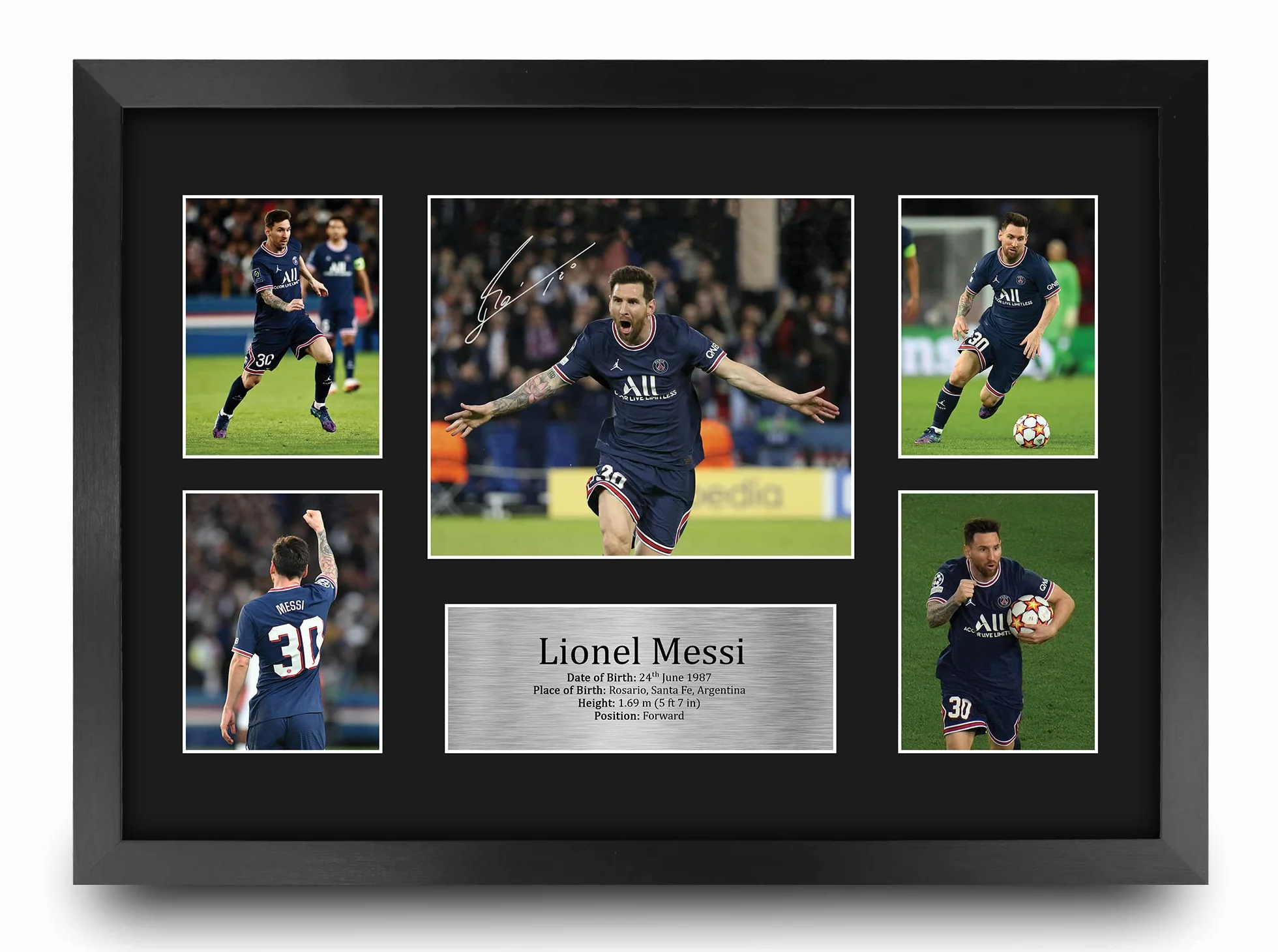Lionel Messi Paris Autografo Firmato Foto A3 Incorniciato