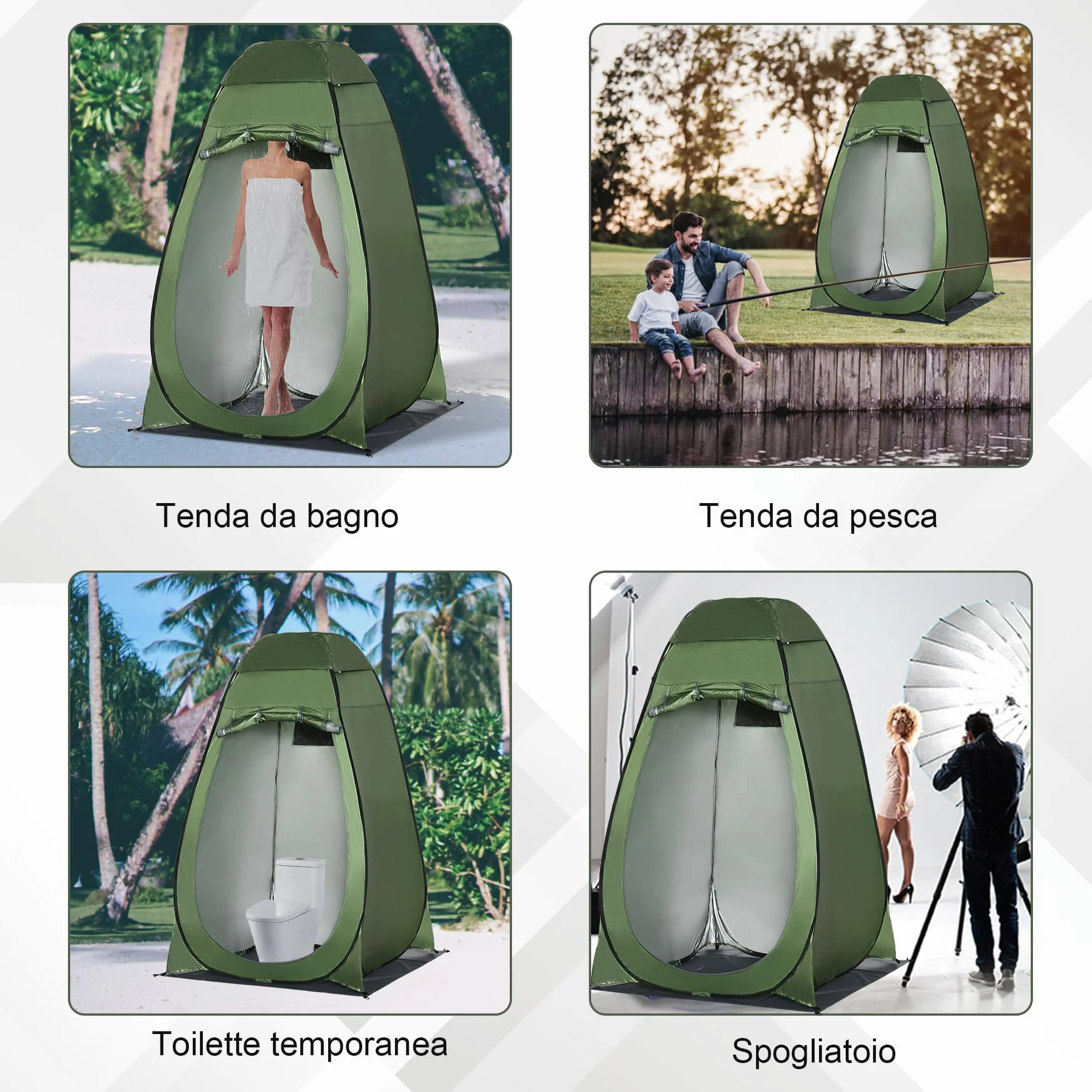 Outsunny Tenda Doccia da Campeggio Portatile 126x124x189 cm