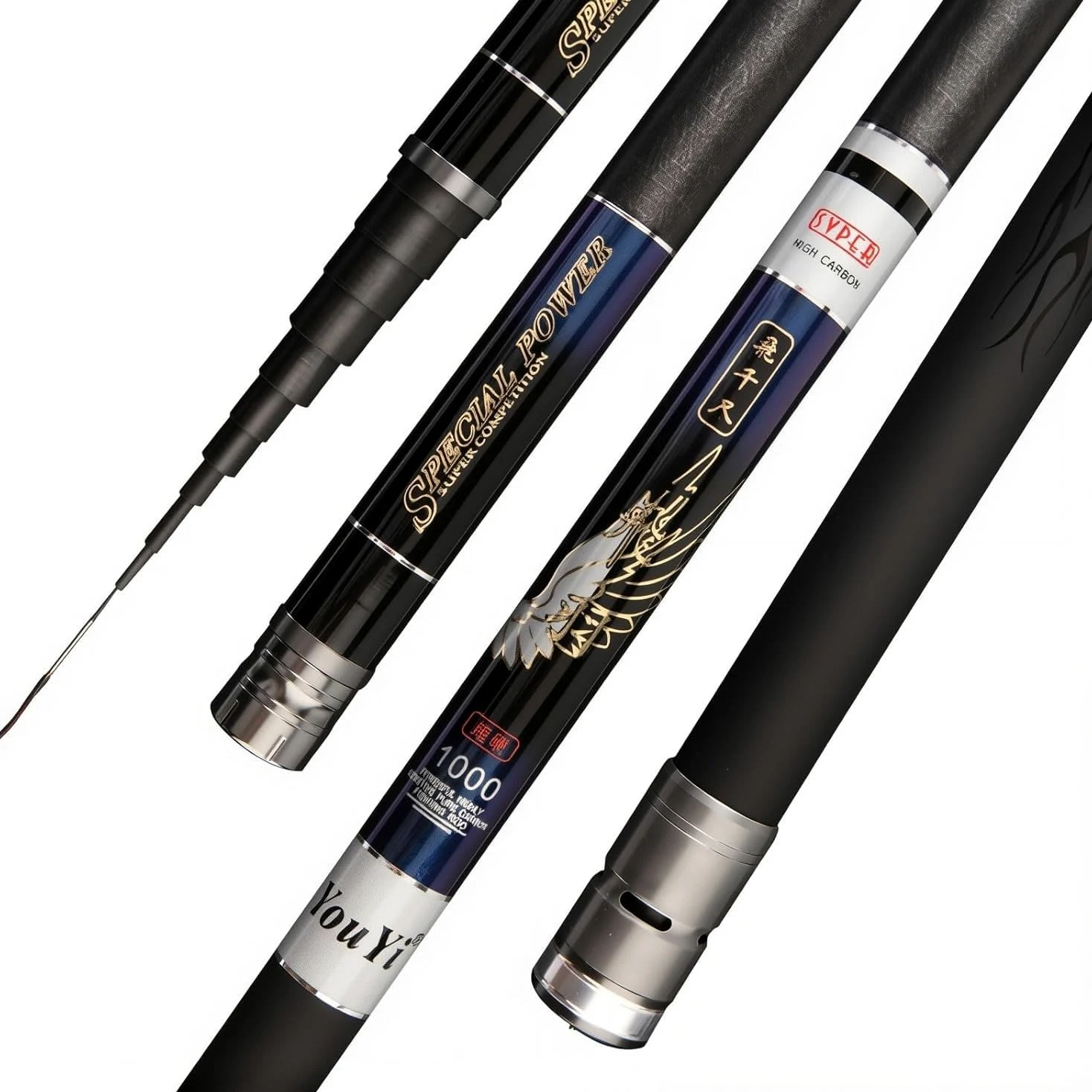Canna da Pesca telescopica in Fibra di Carbonio da 7 m a 13 m, Ultraleggera, Super Rigida, da Lancio – Resistente alla Rottura, Ideale per Lunghe sessioni di Pesca(8m)