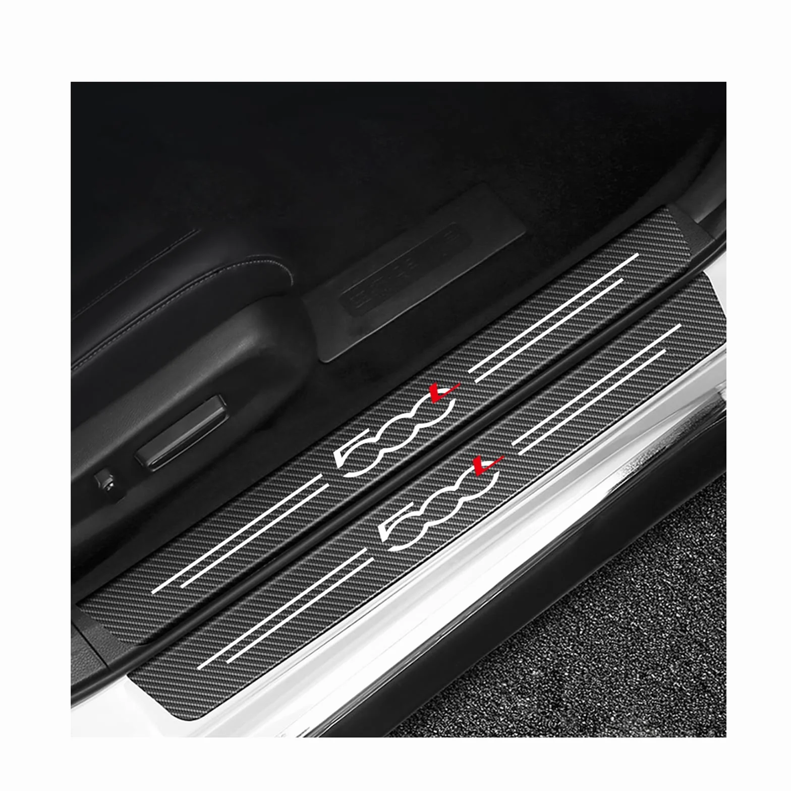 Generico 4 Pezzi Fibra di Carbonio Battitacco Sticker per Fiat 500L,Pedale Protezione Adesivi Decorativo Accessorio Auto