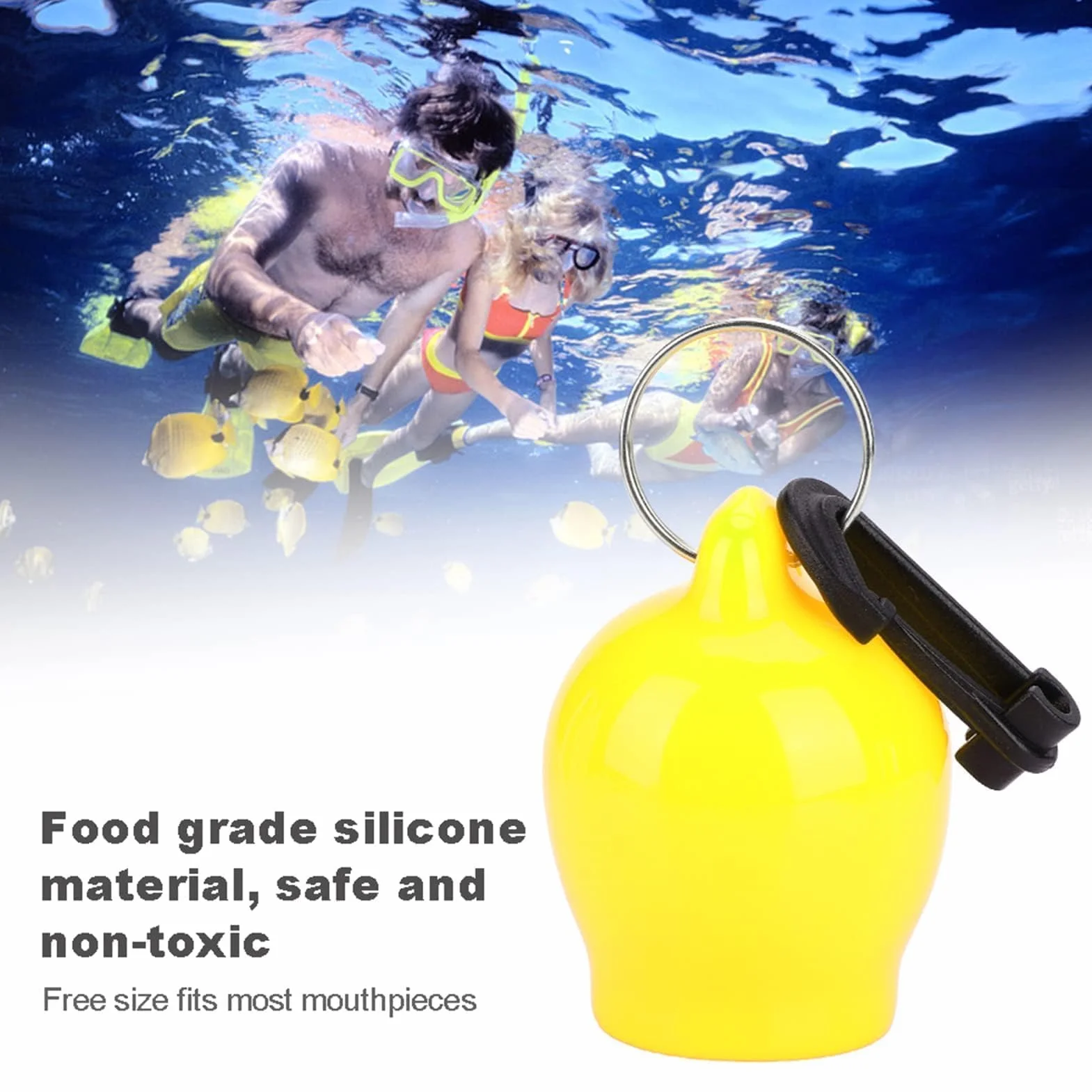 Agatige Boccaglio Silicone Snorkeling Regolatore con Gancio Carabiner Accessori Immersioni Giallo