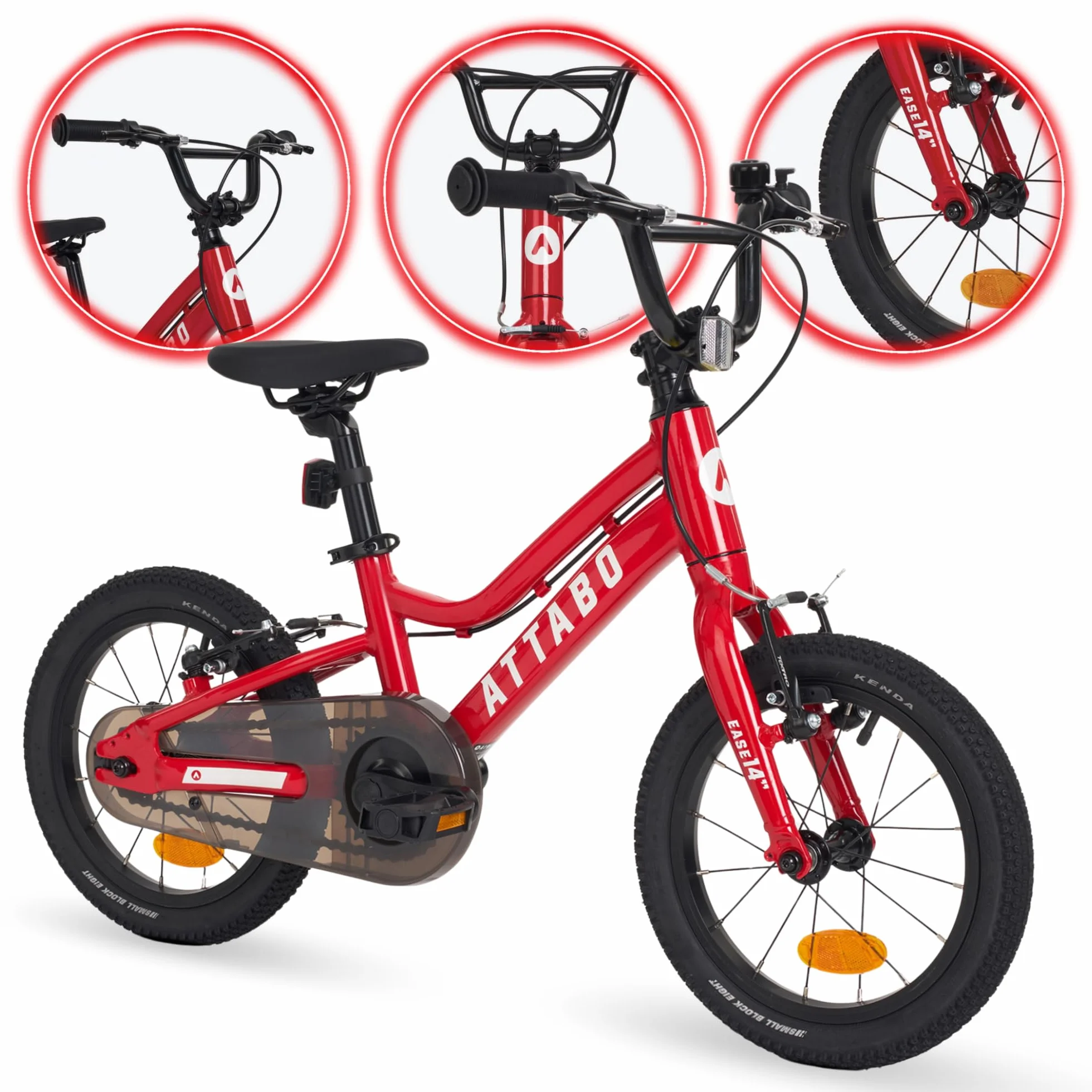 ATTABO Ease 14 Bicicletta per bambini telaio alluminio leggero ruote 14" portata 50 kg ergonomica stabile