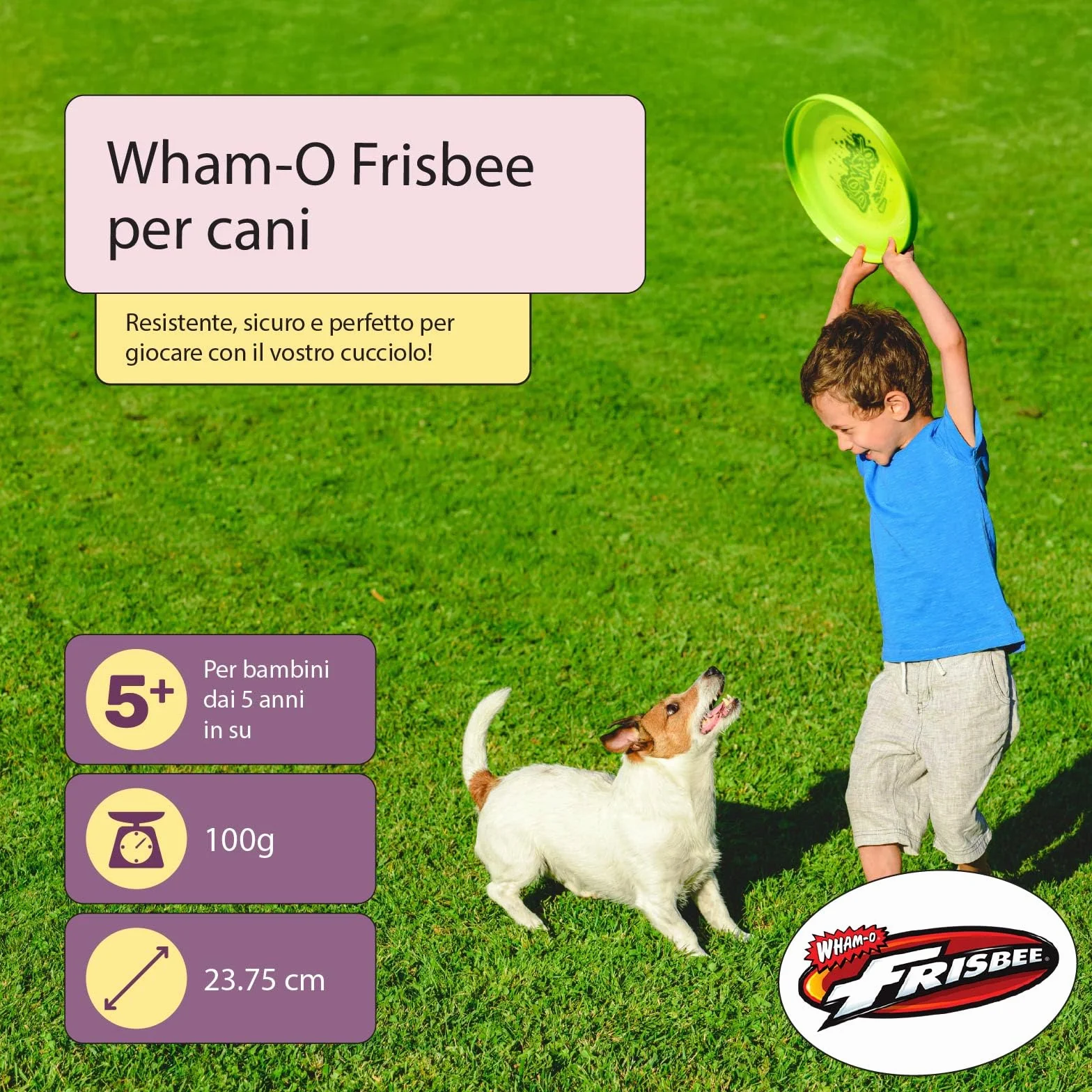 Wham-O Frisbee Disco Volante 23.75 cm Gioco per Cani Bambini Spiaggia