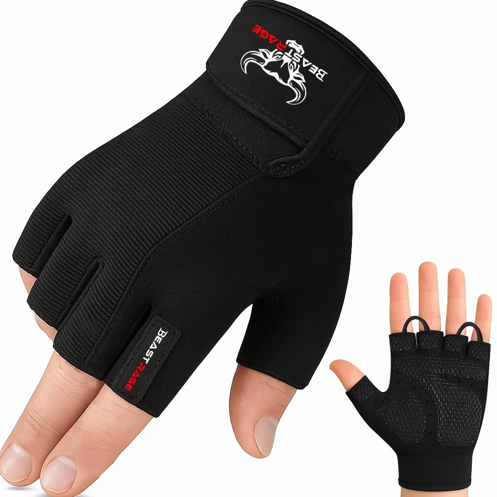 BEAST RAGE Guanti Palestra Sollevamento Pesi Ciclismo Guanto Training Traspiranti Aderenti Uomo Donna